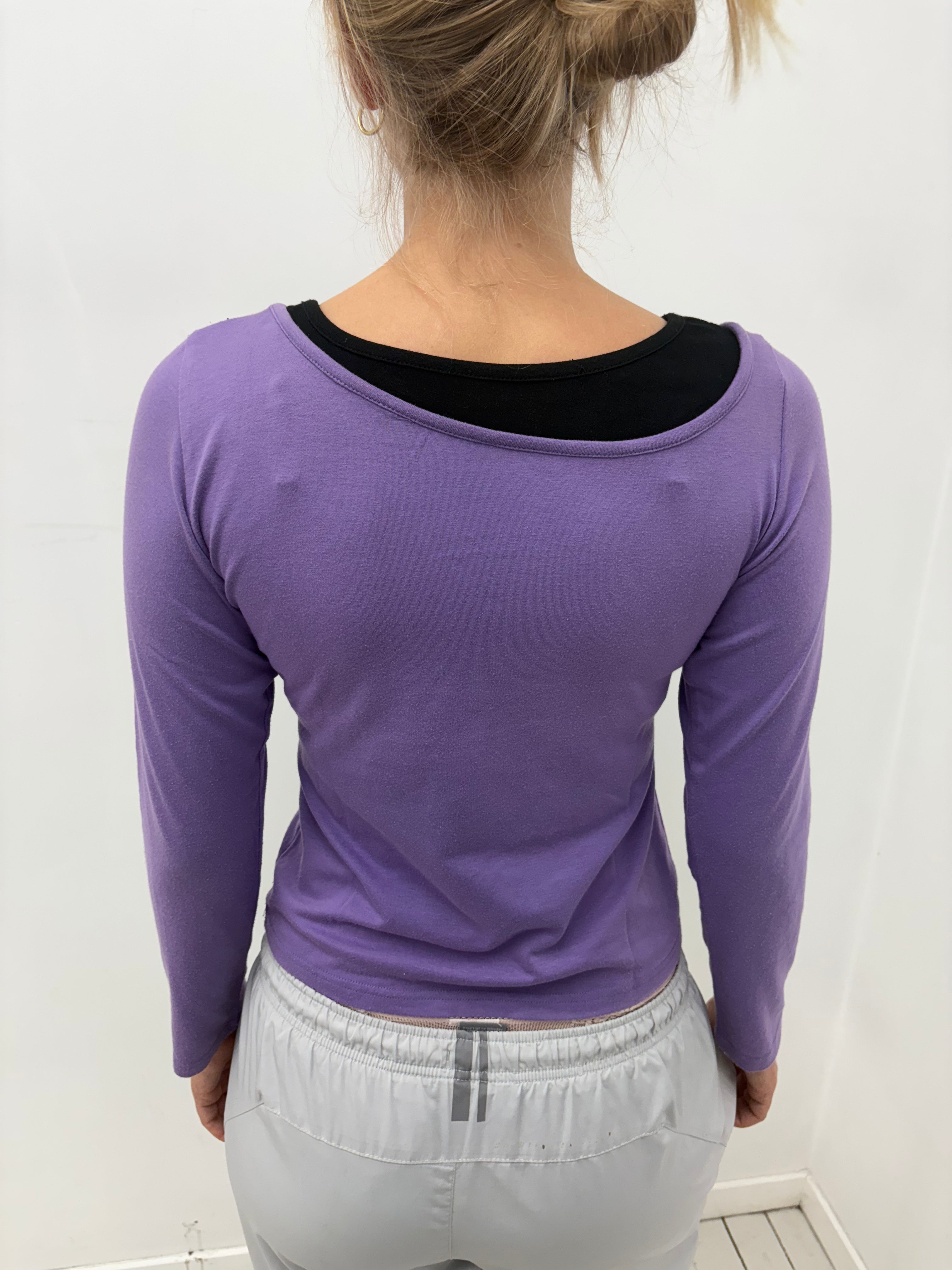 Purple Mickey Mouse Graphic Long Sleeve Top