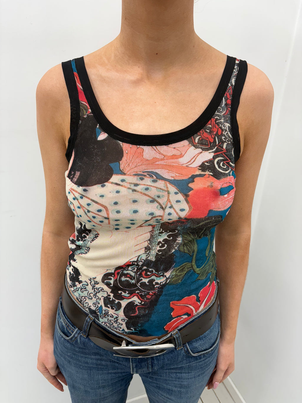 Y2K Graphic Mesh Tank Top