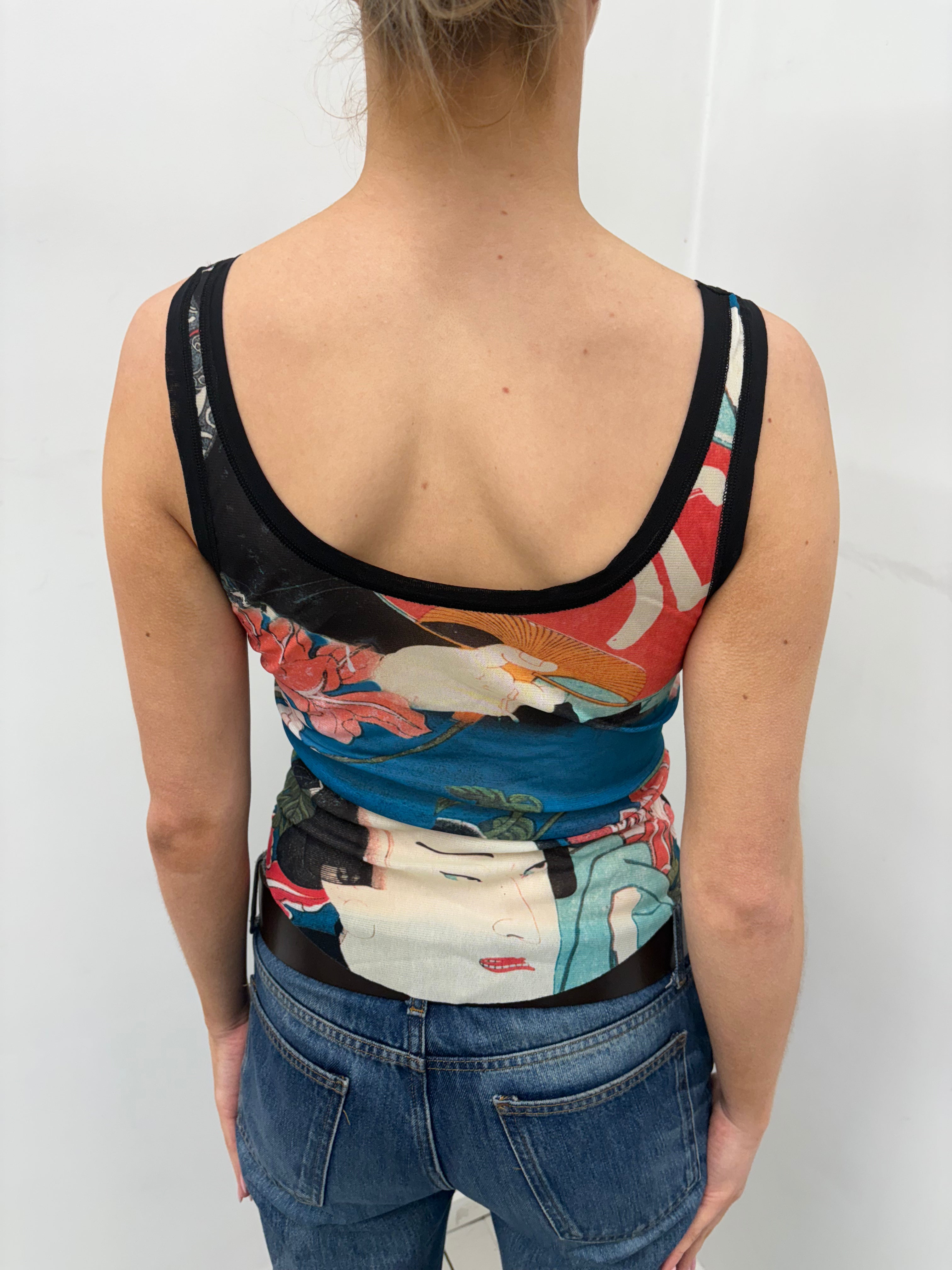 Y2K Graphic Mesh Tank Top