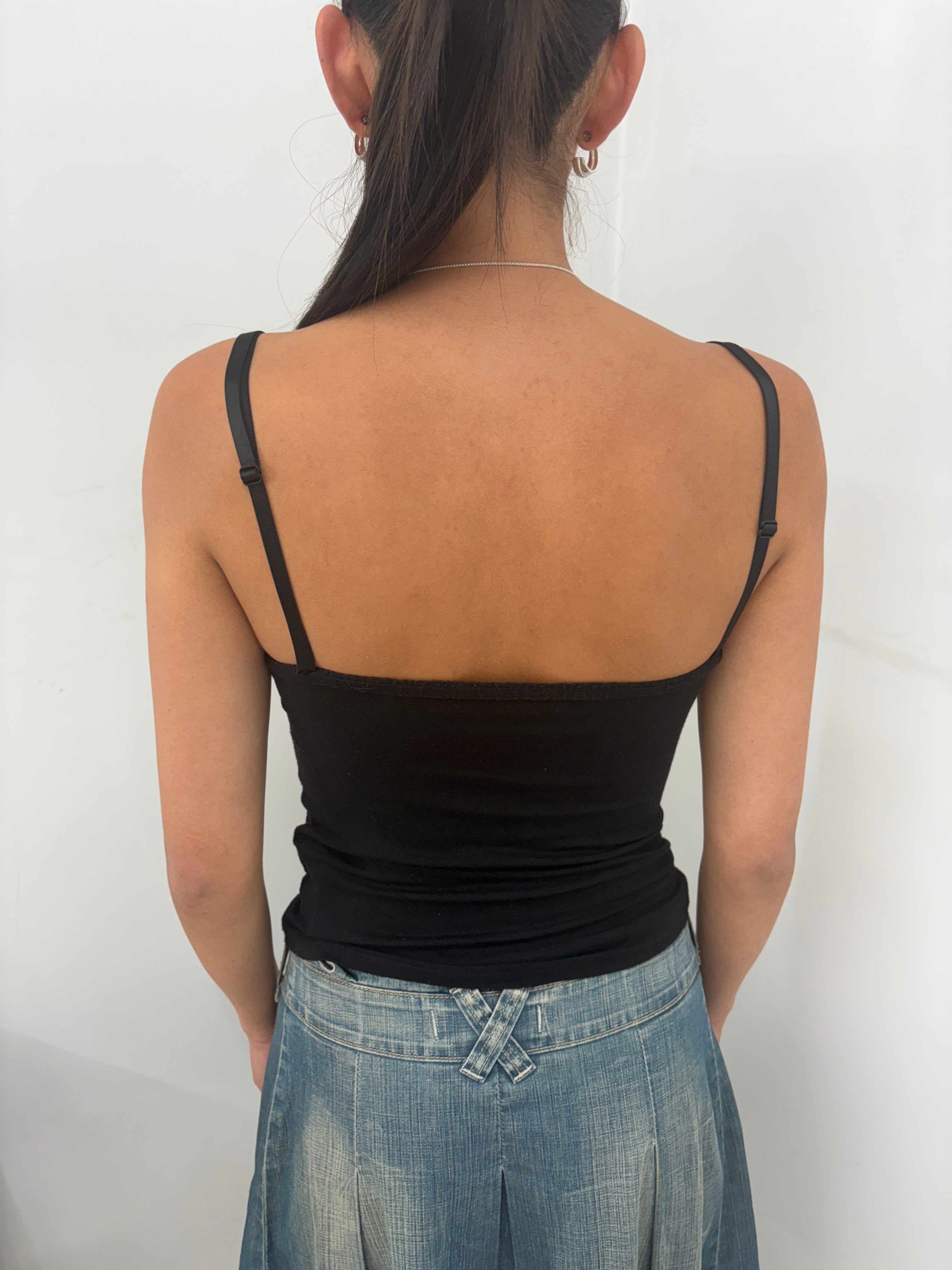 Black Lace Trim Tweety Graphic Cami