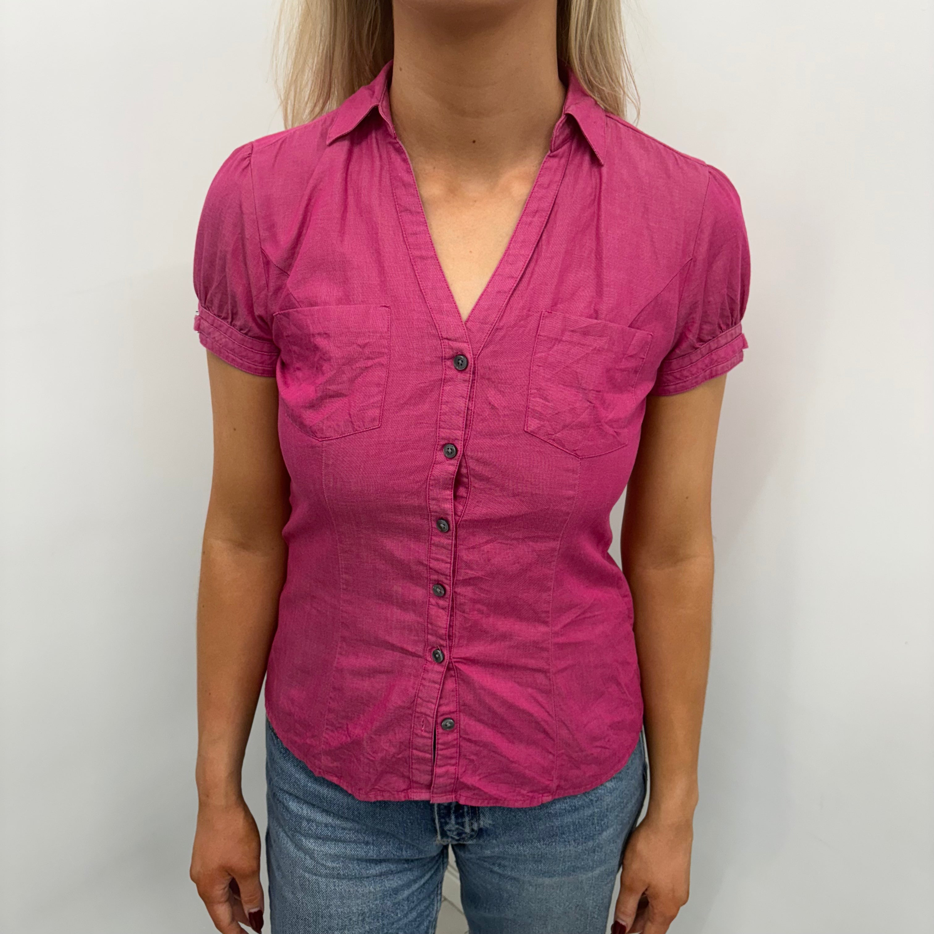 Hot Pink Button-Up Shirt