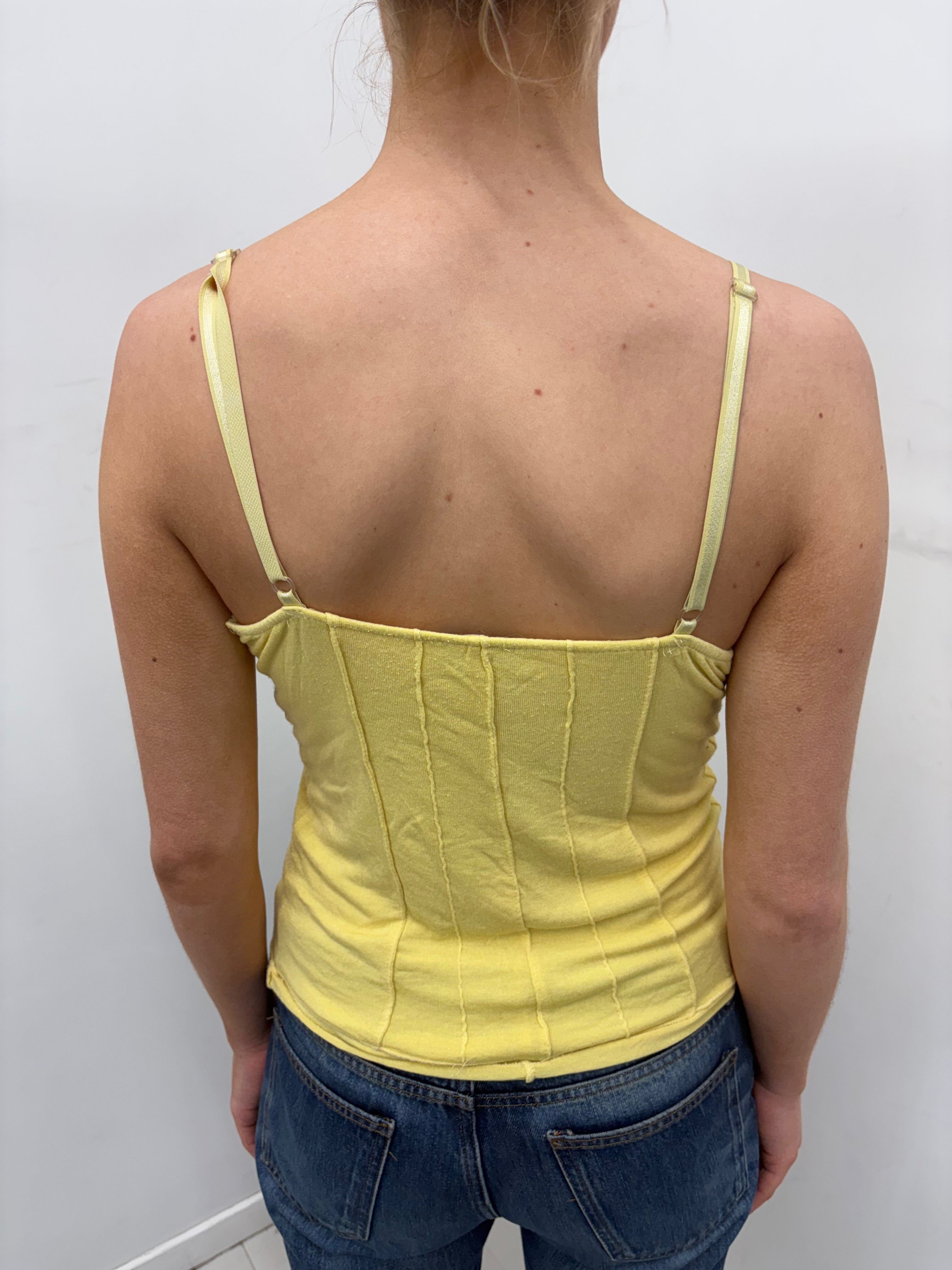 Y2K Butter Yellow Lace Trim Camisole