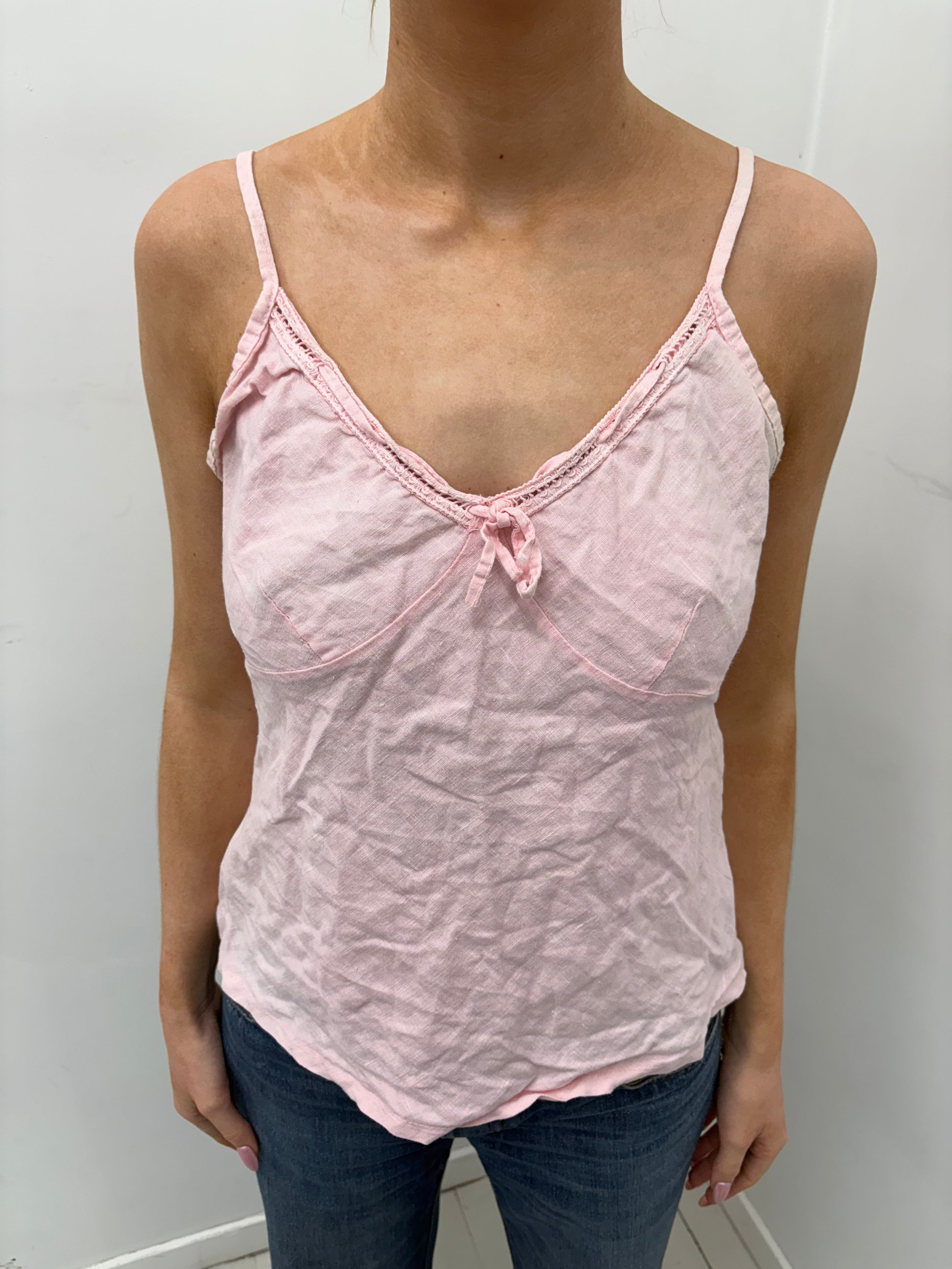 Y2K Baby Pink Lace Trim Camisole