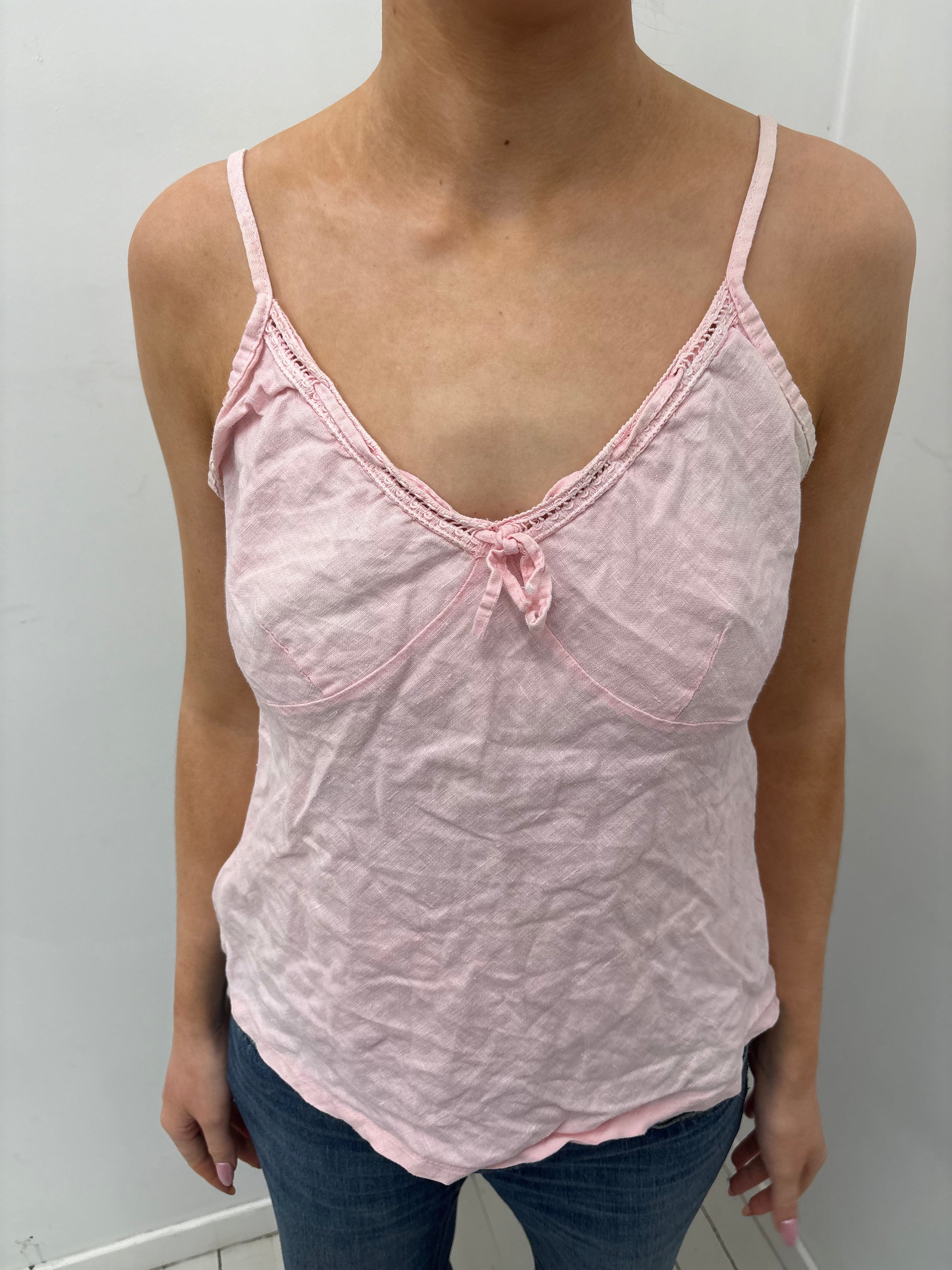Y2K Baby Pink Lace Trim Camisole