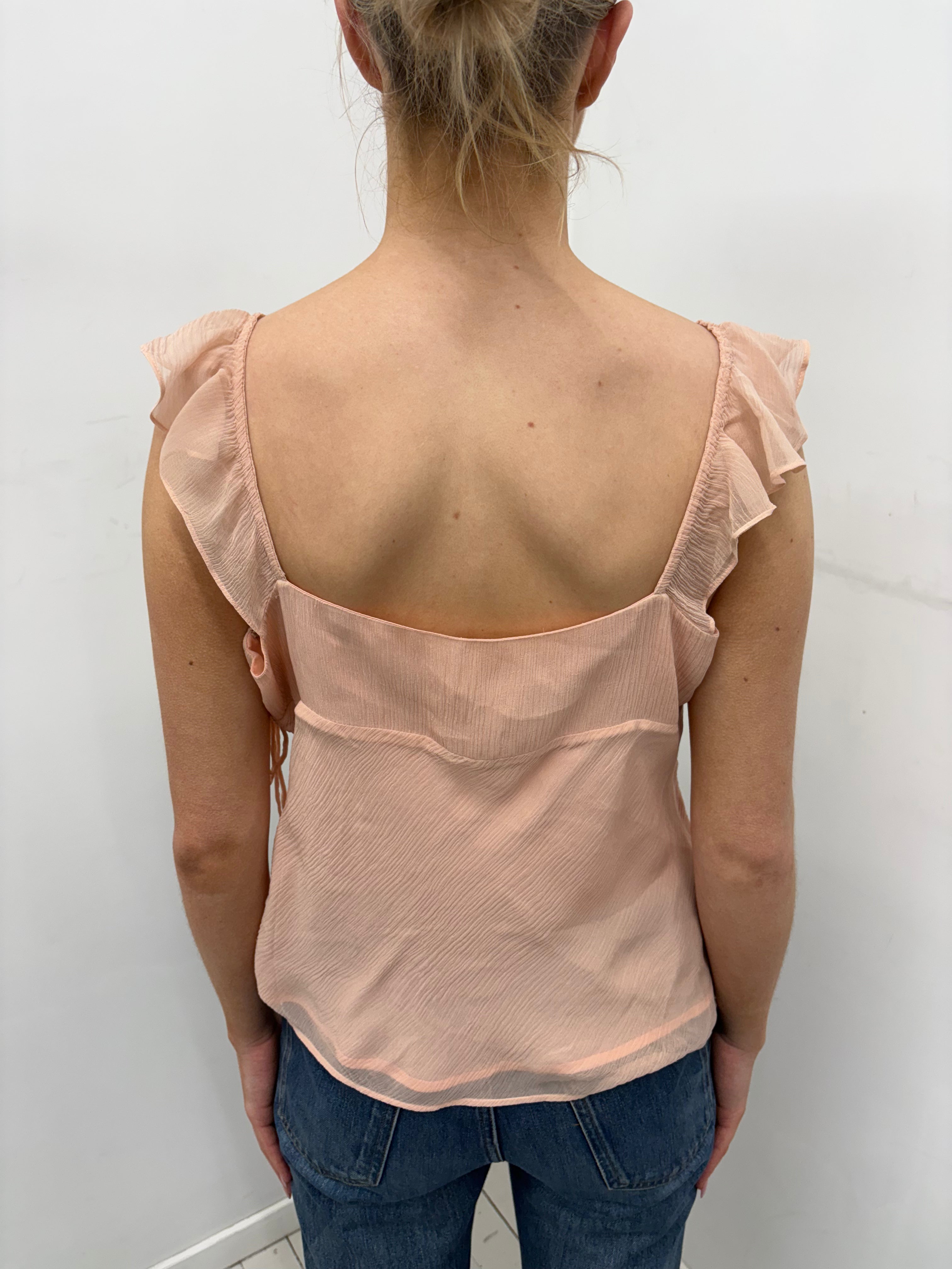 Y2K Blush Ruffle Wrap Top