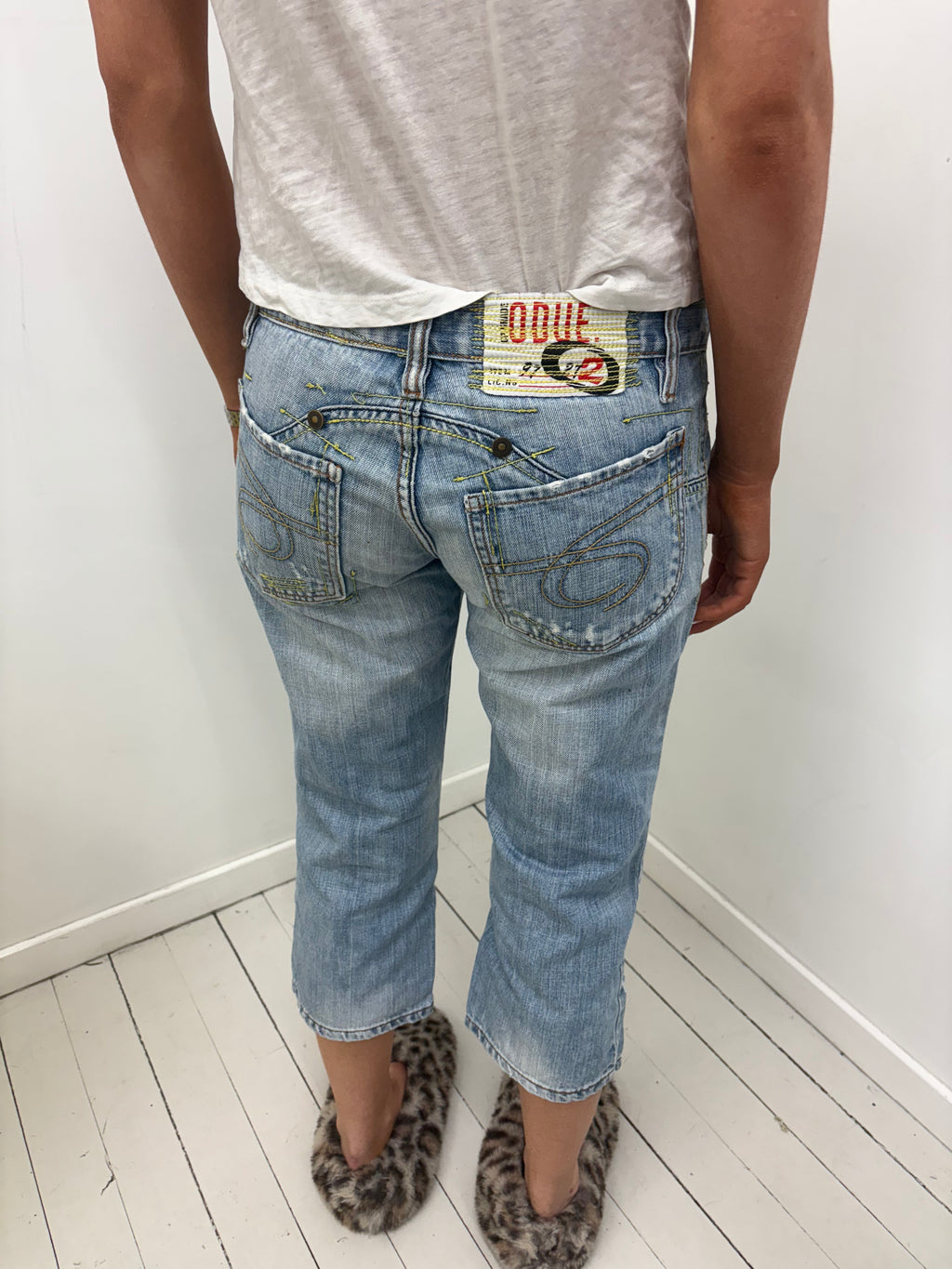 Dsquared2 Light Wash Distressed Cropped Jeans