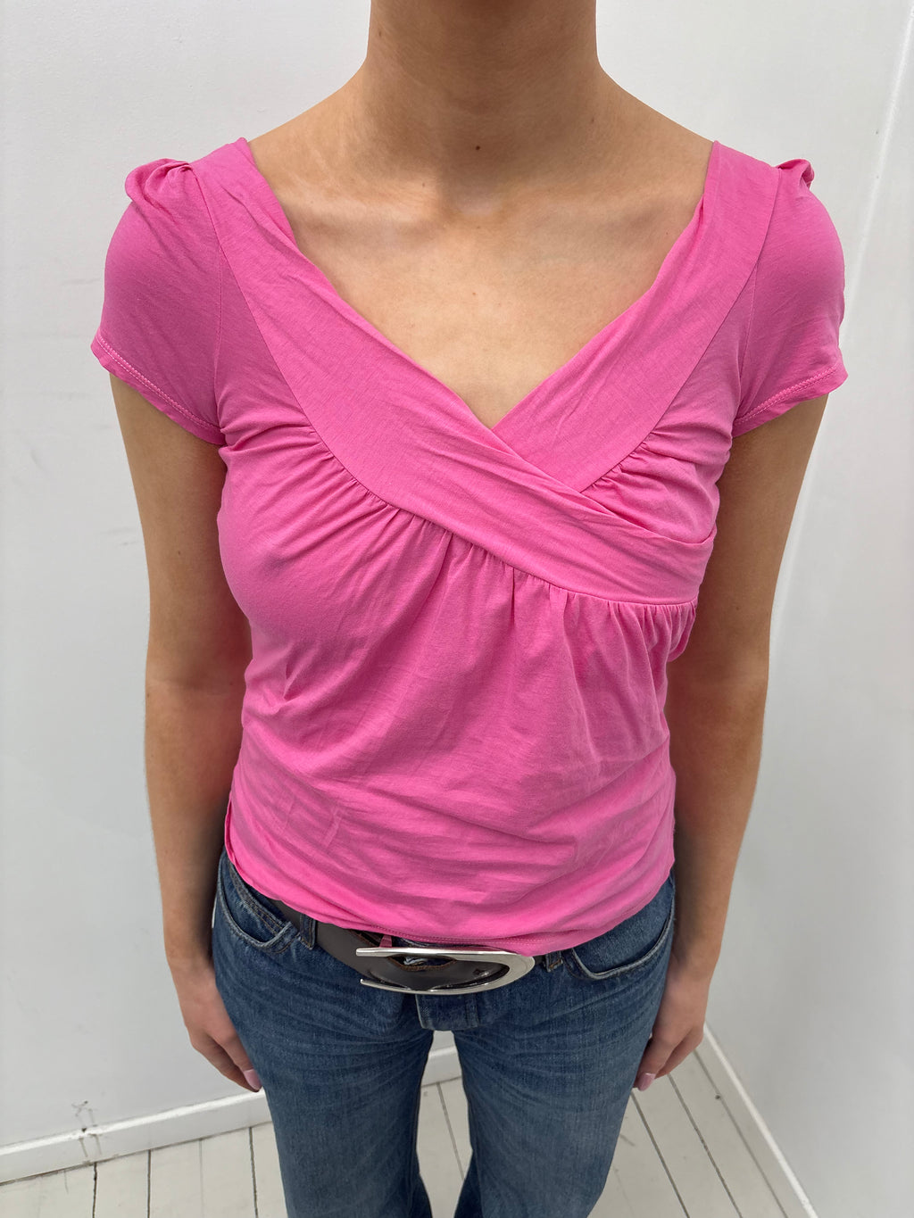 Y2K Hot Pink Wrap Front Top