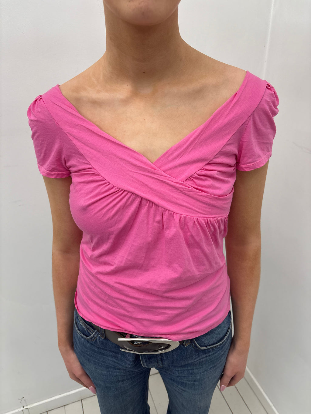 Y2K Hot Pink Wrap Front Top