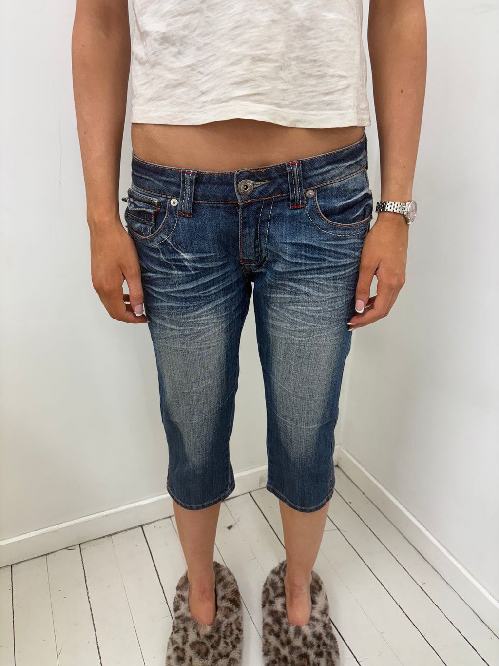 Amisu Denim Dark Wash Capri Jeans Low Rise