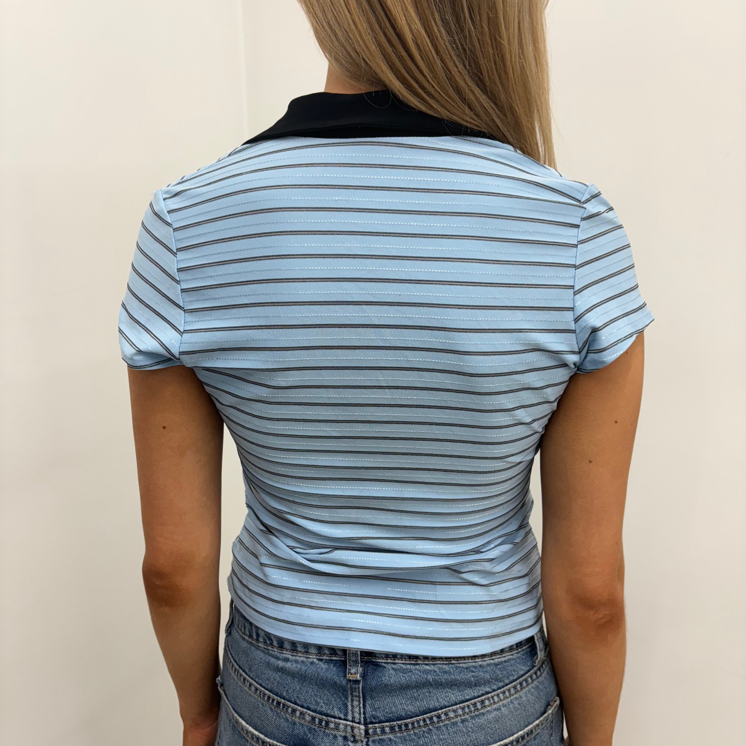 Blue Striped Piqué T-Shirt