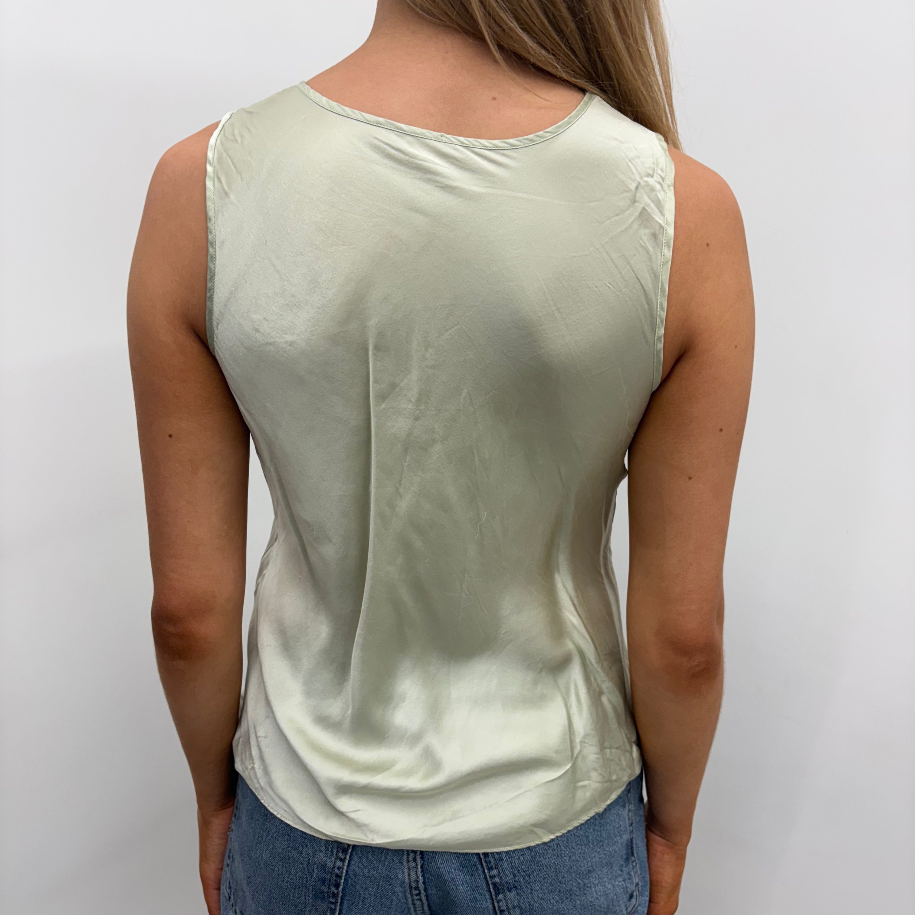 Pale Green Satin Camisole with Embroidery