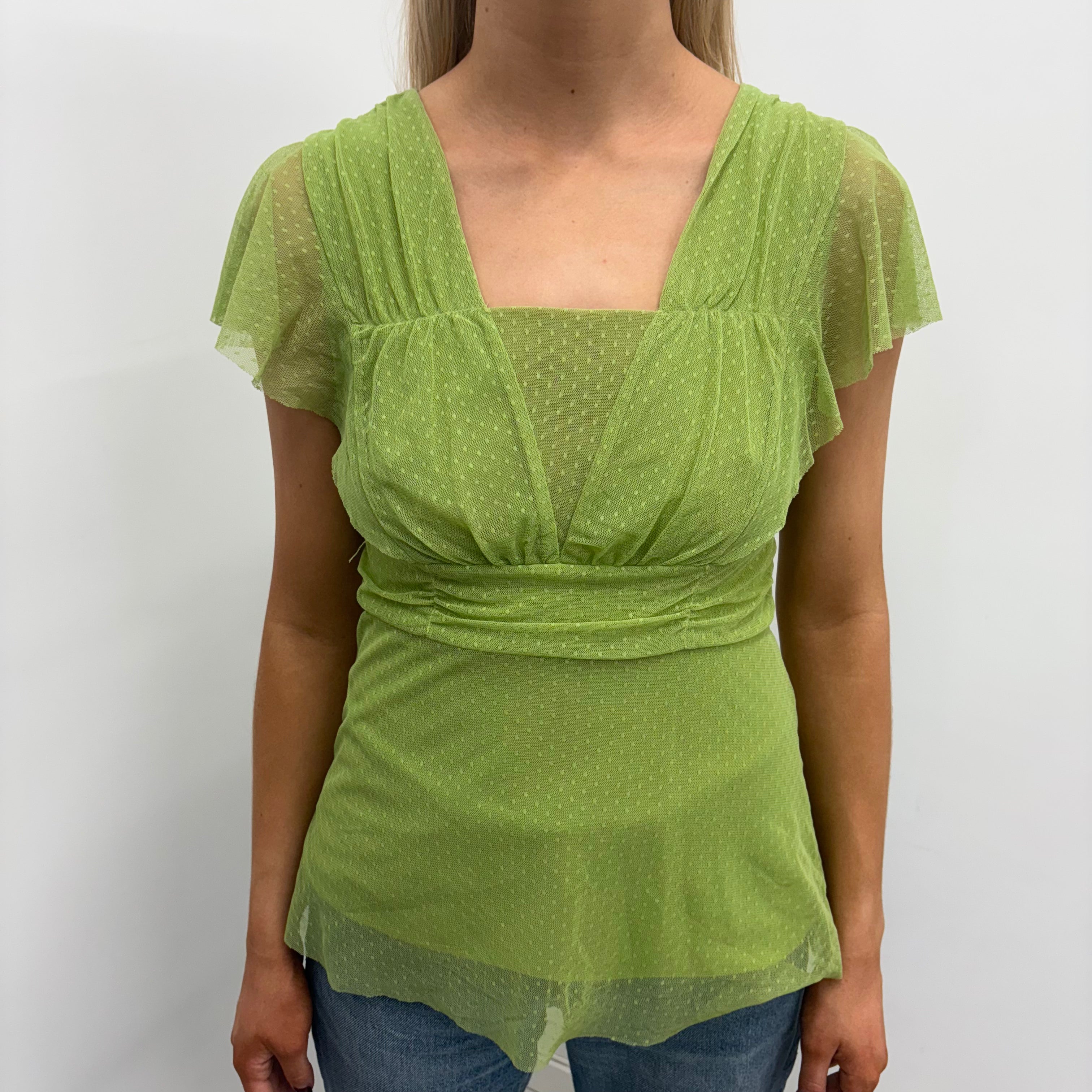 Lime Green Sheer Chiffon Top