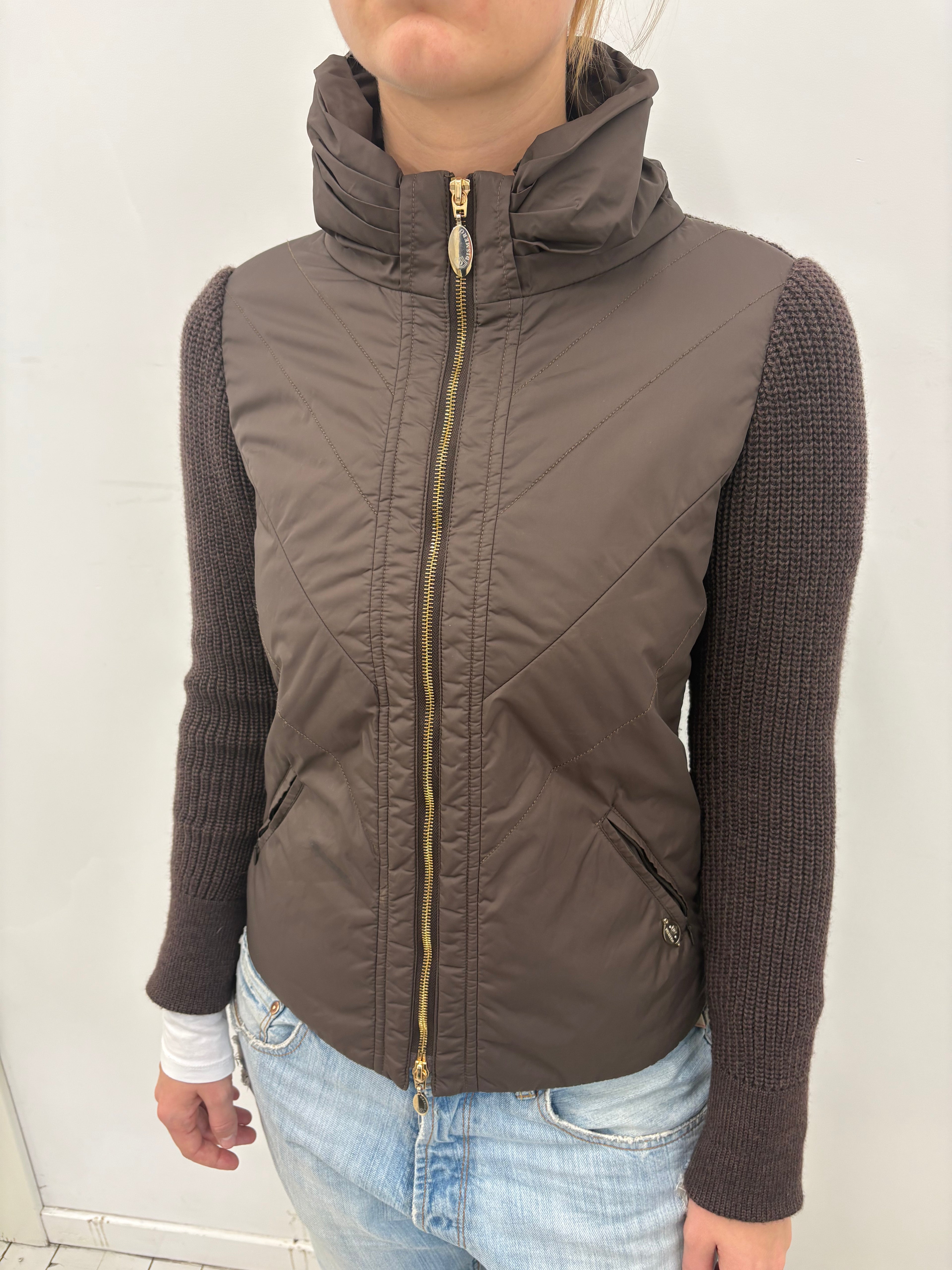 Brown Quilted Zip-Up Puffer Vest