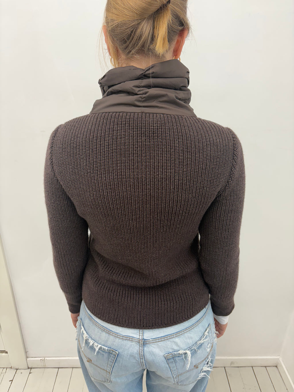 Brown Quilted Zip-Up Puffer Vest