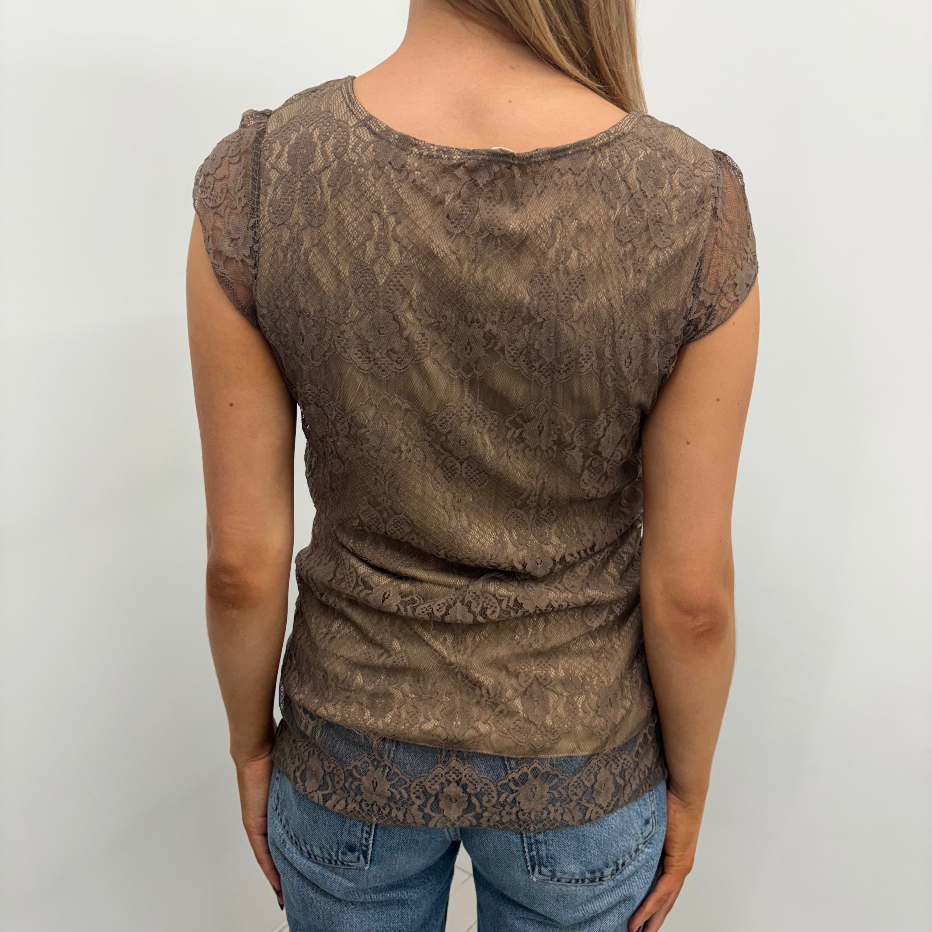 Brown Lace Wrap Top