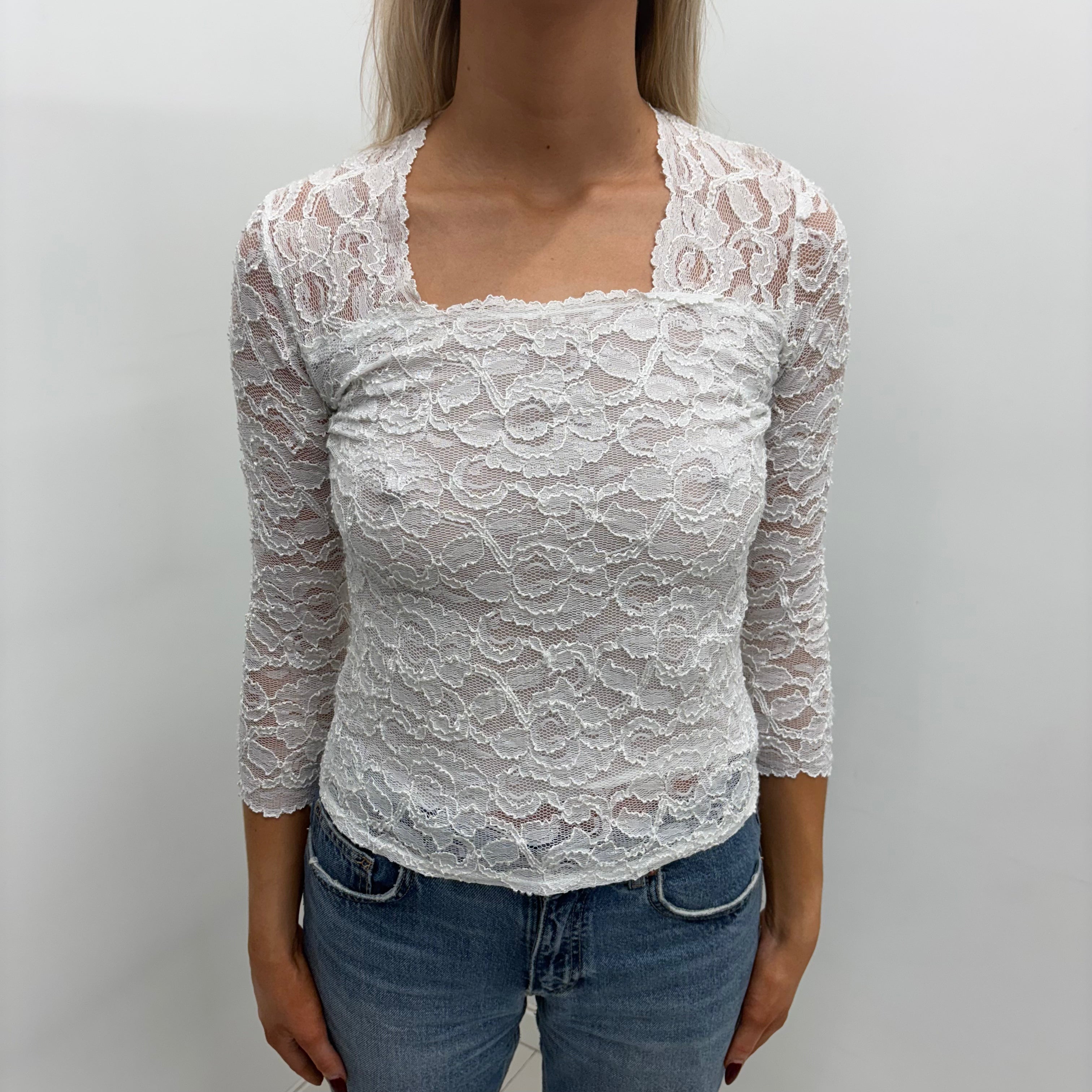 White Lace Long Sleeve Top