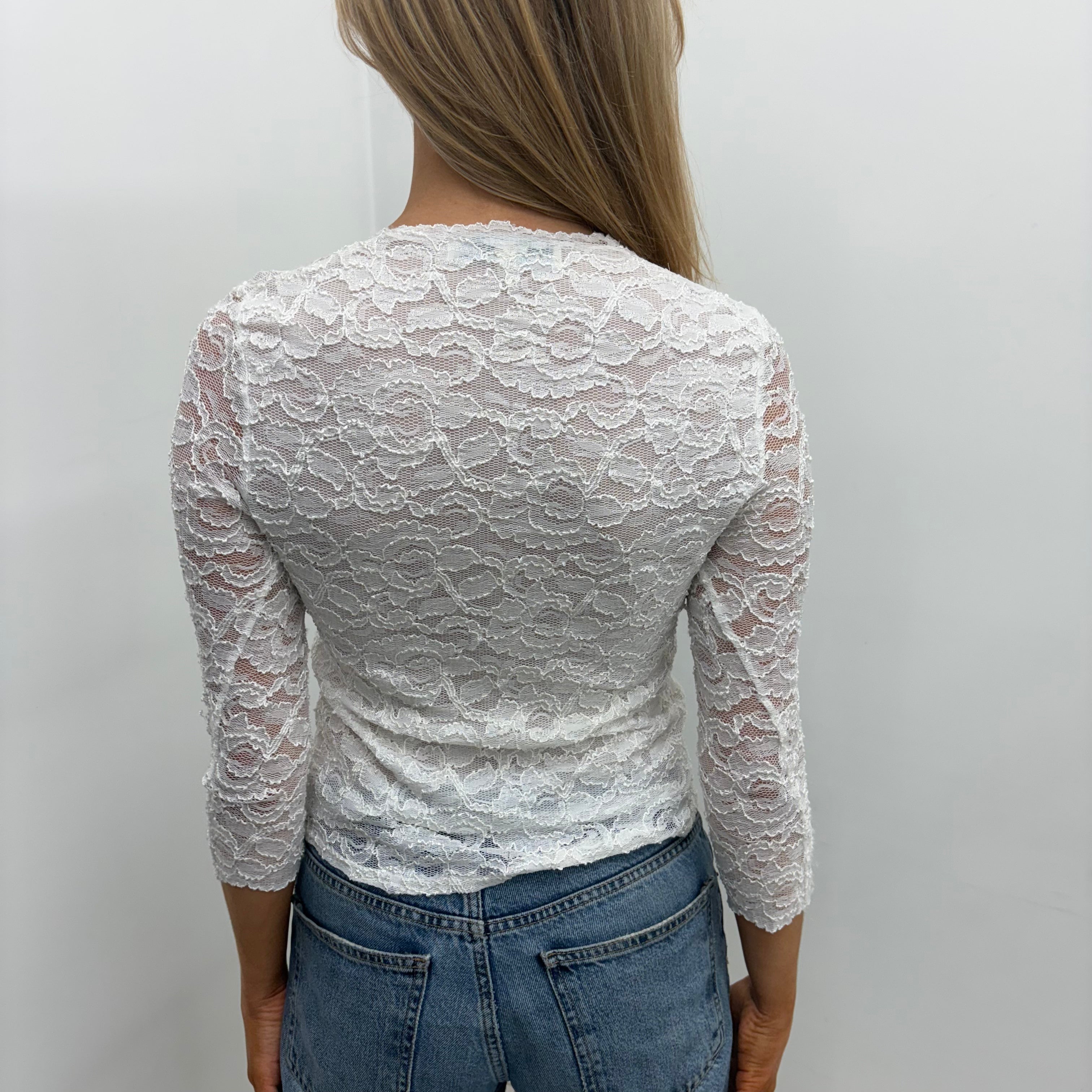 White Lace Long Sleeve Top