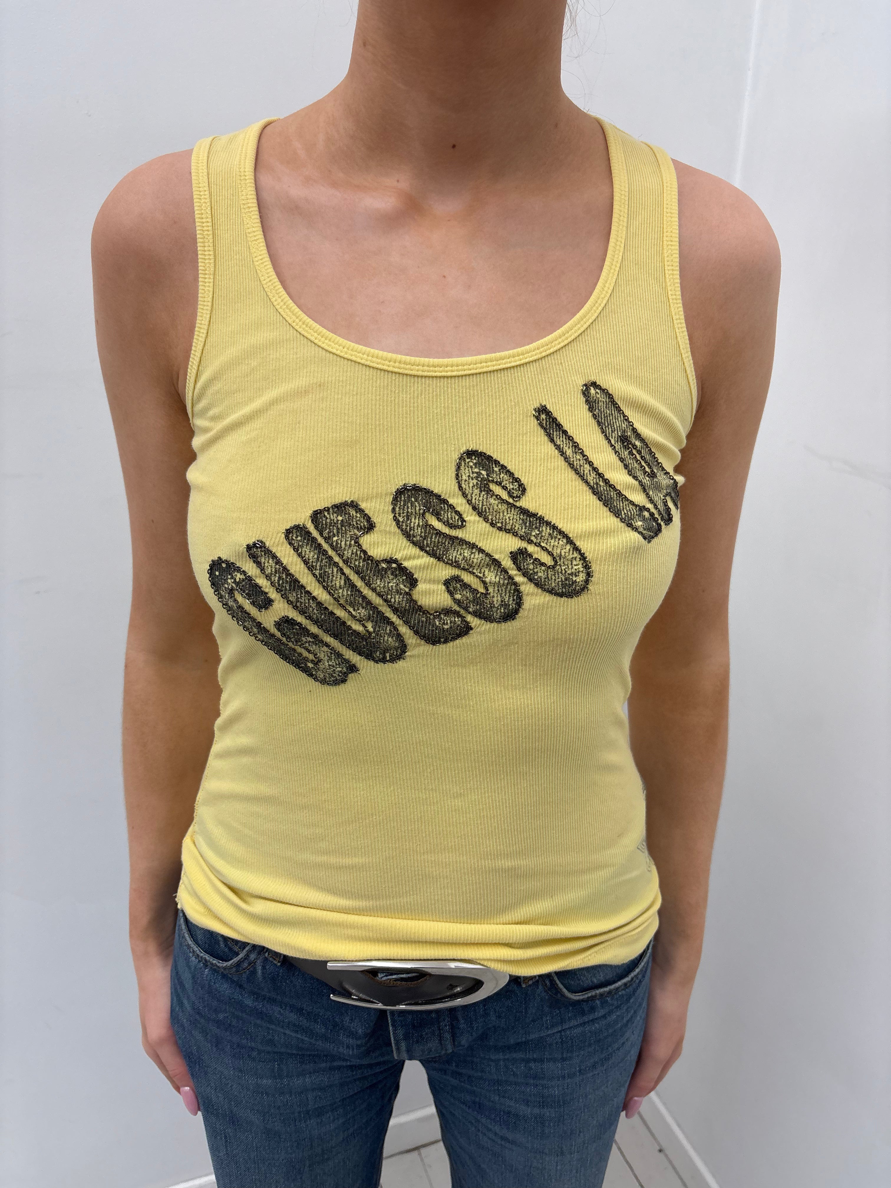 Y2K Yellow GUESS LA Ribbed Tank Top