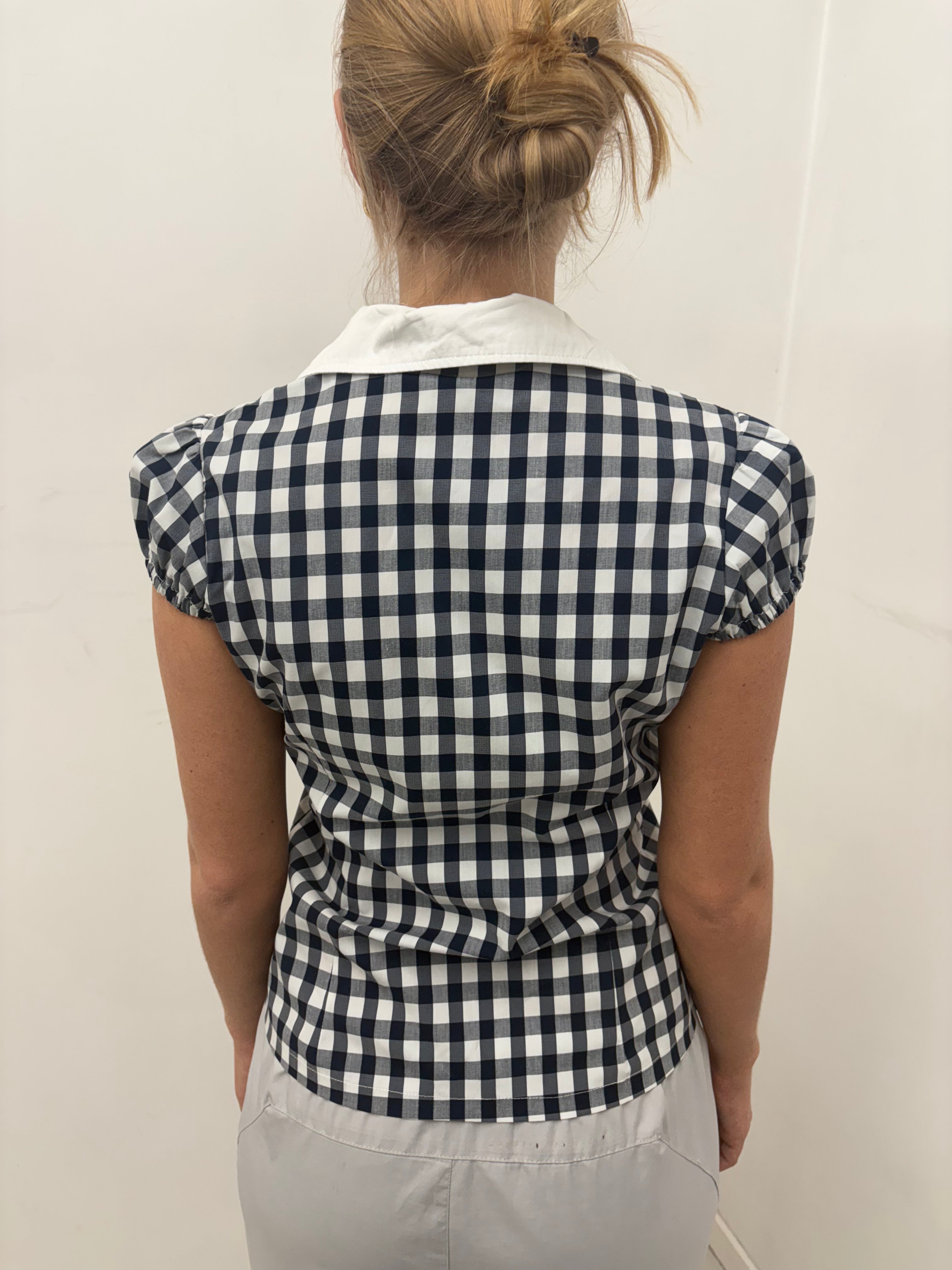 Black & White Gingham Zip-Up Shirt