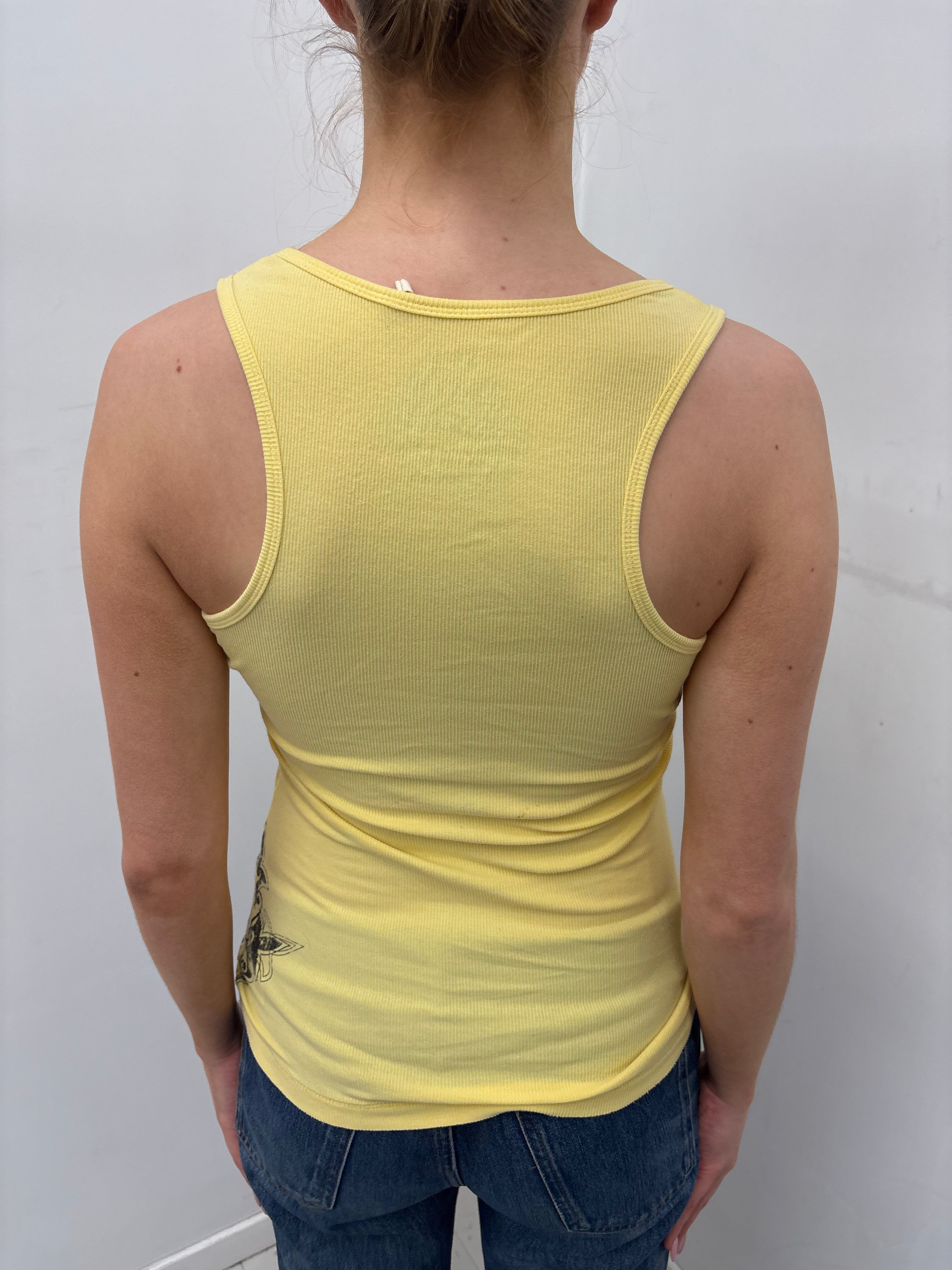 Y2K Yellow GUESS LA Ribbed Tank Top