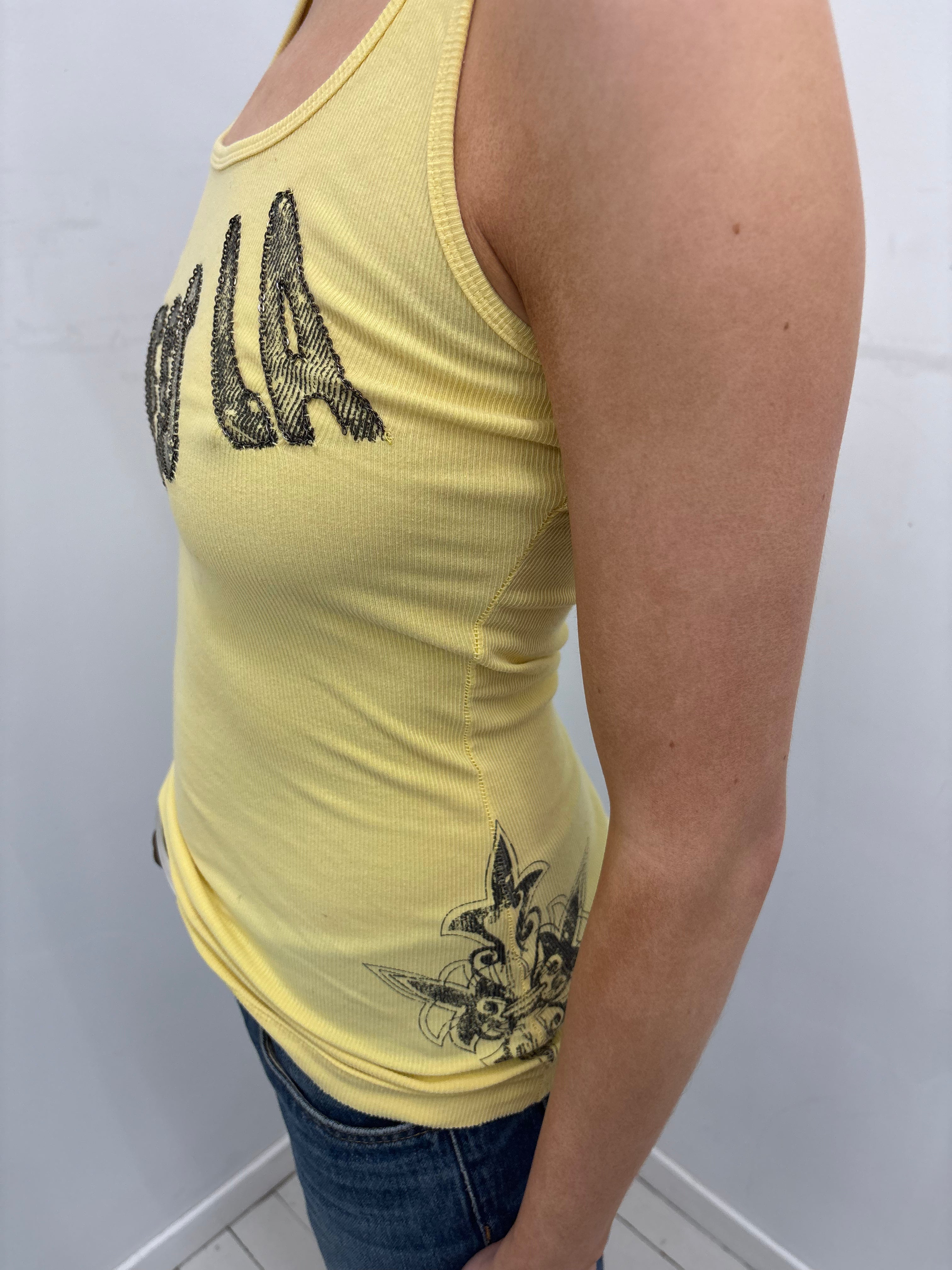 Y2K Yellow GUESS LA Ribbed Tank Top