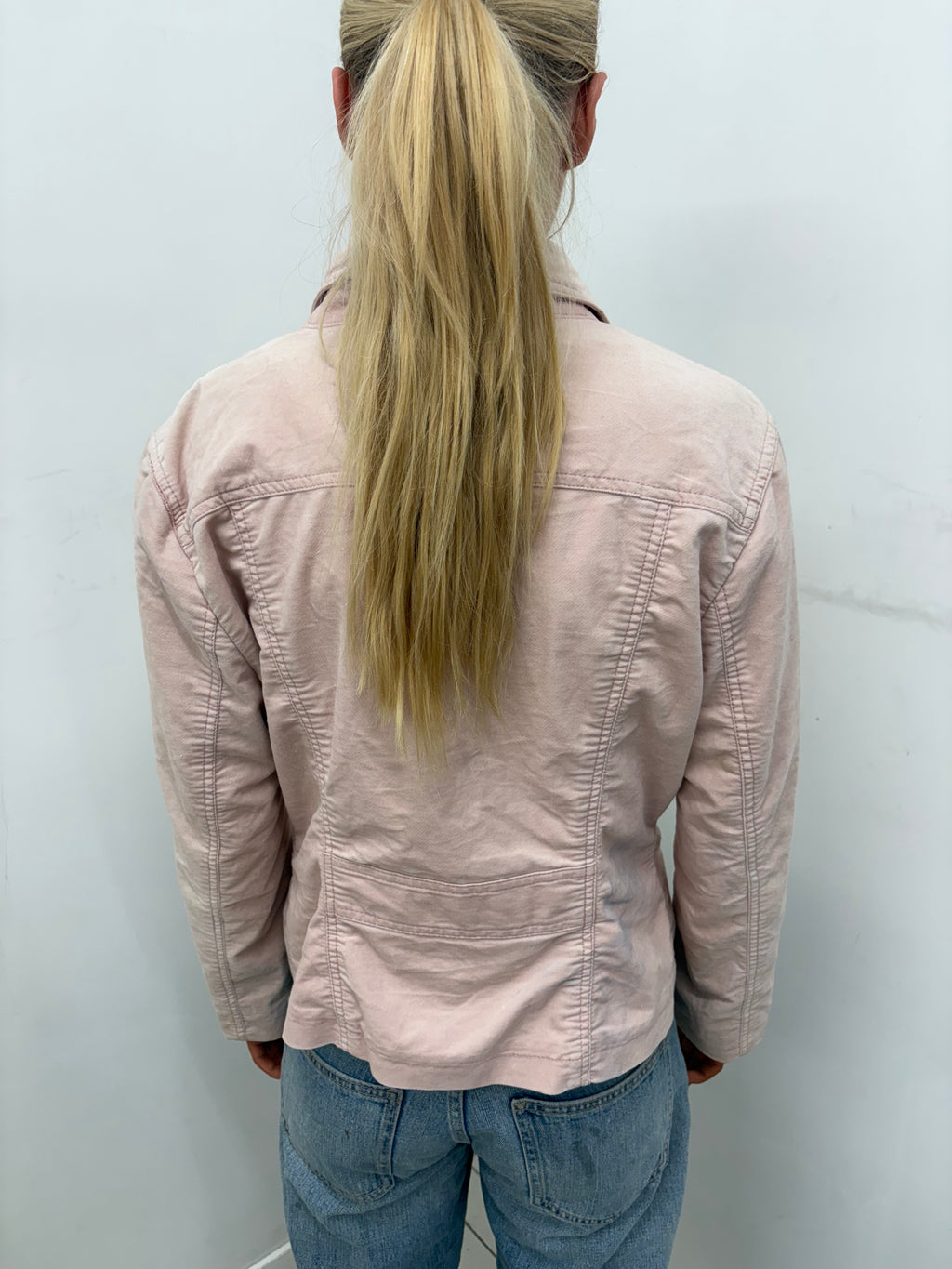 Vintage Dusty Pink Cotton Blazer Tonal Stitch