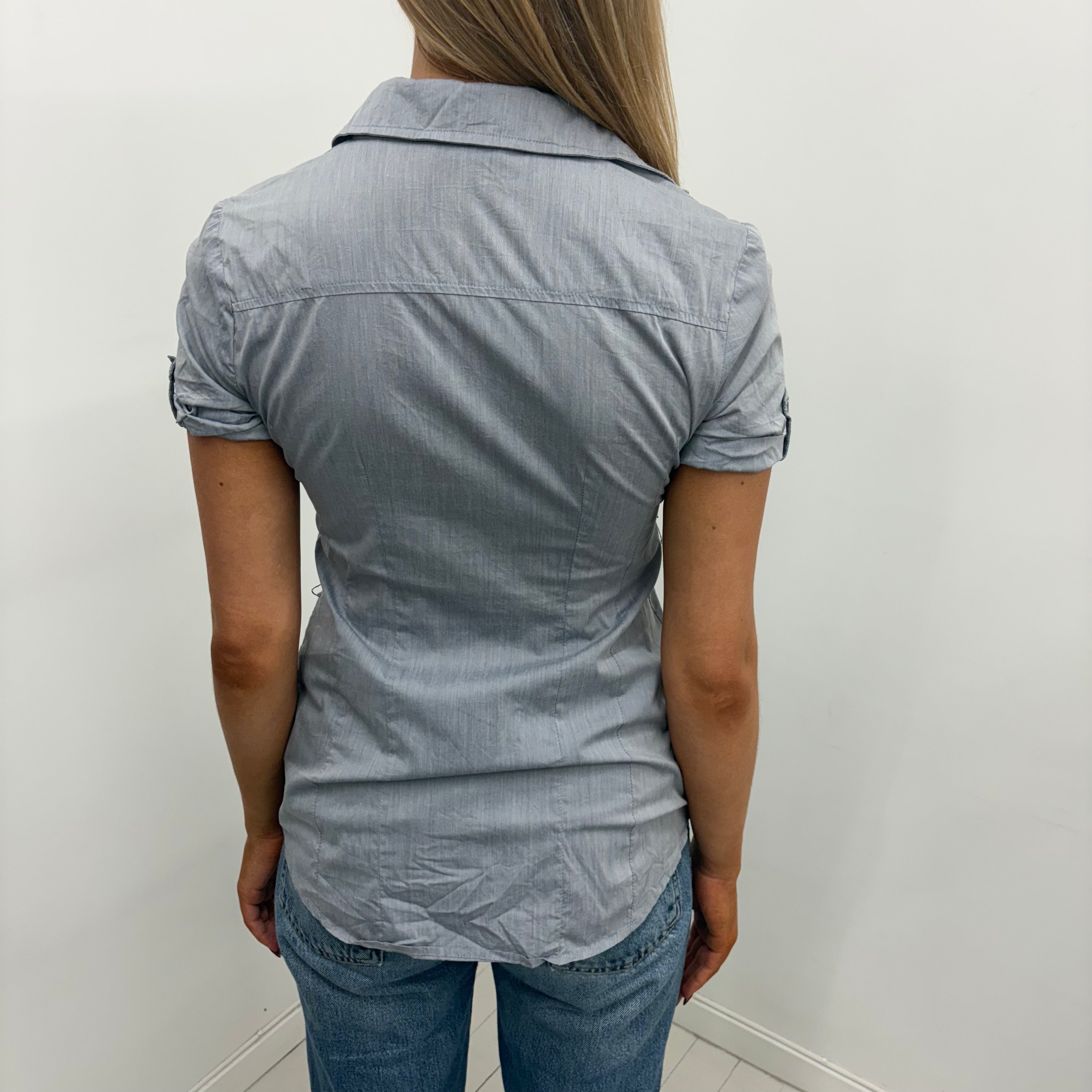 Grey Fitted Button-Up Shirt