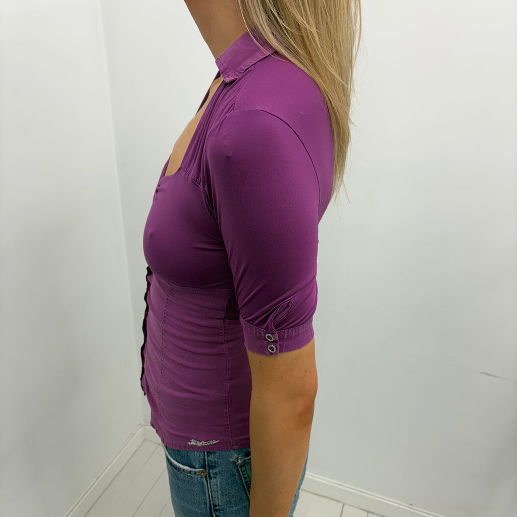 Purple Sweetheart Collared Top