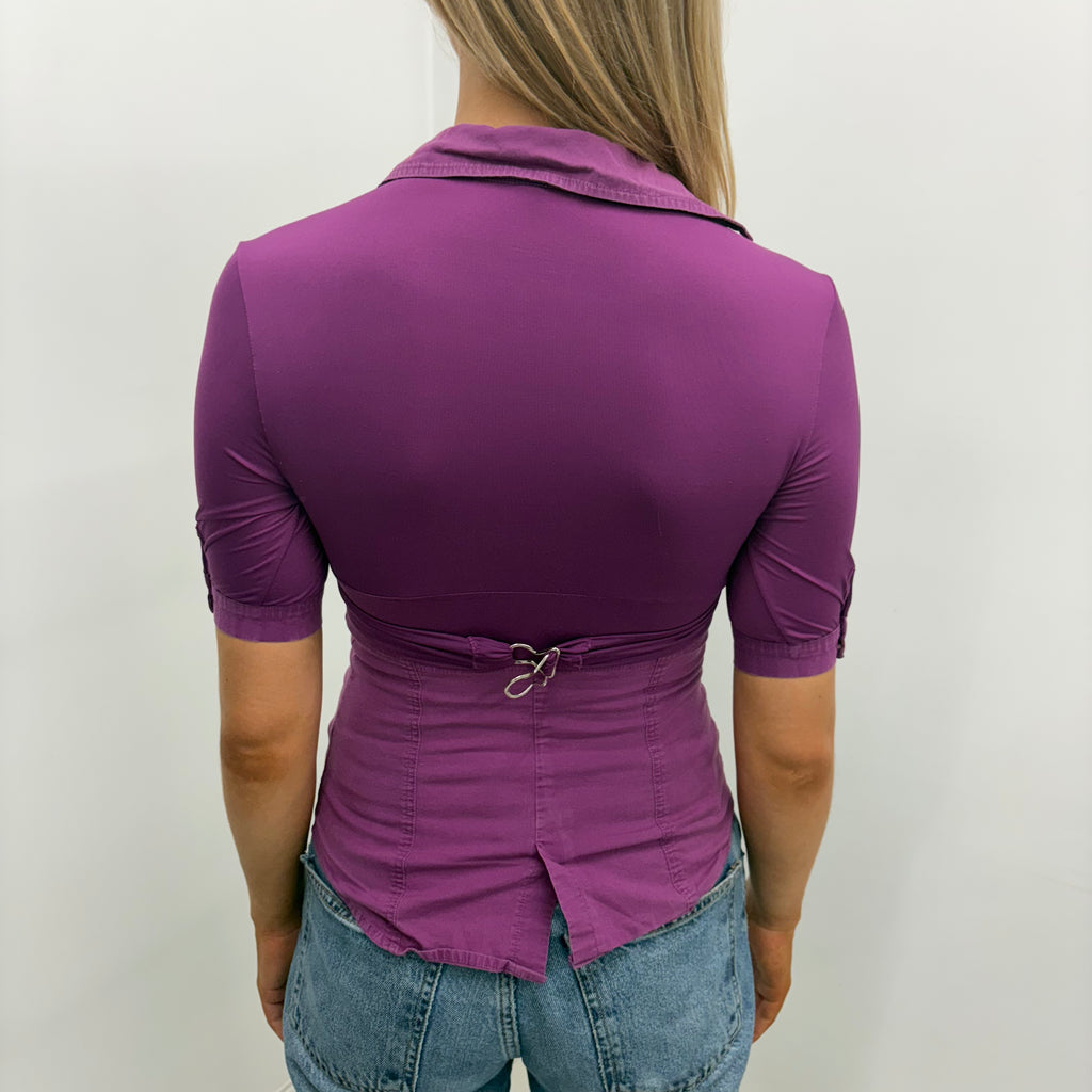 Purple Sweetheart Collared Top