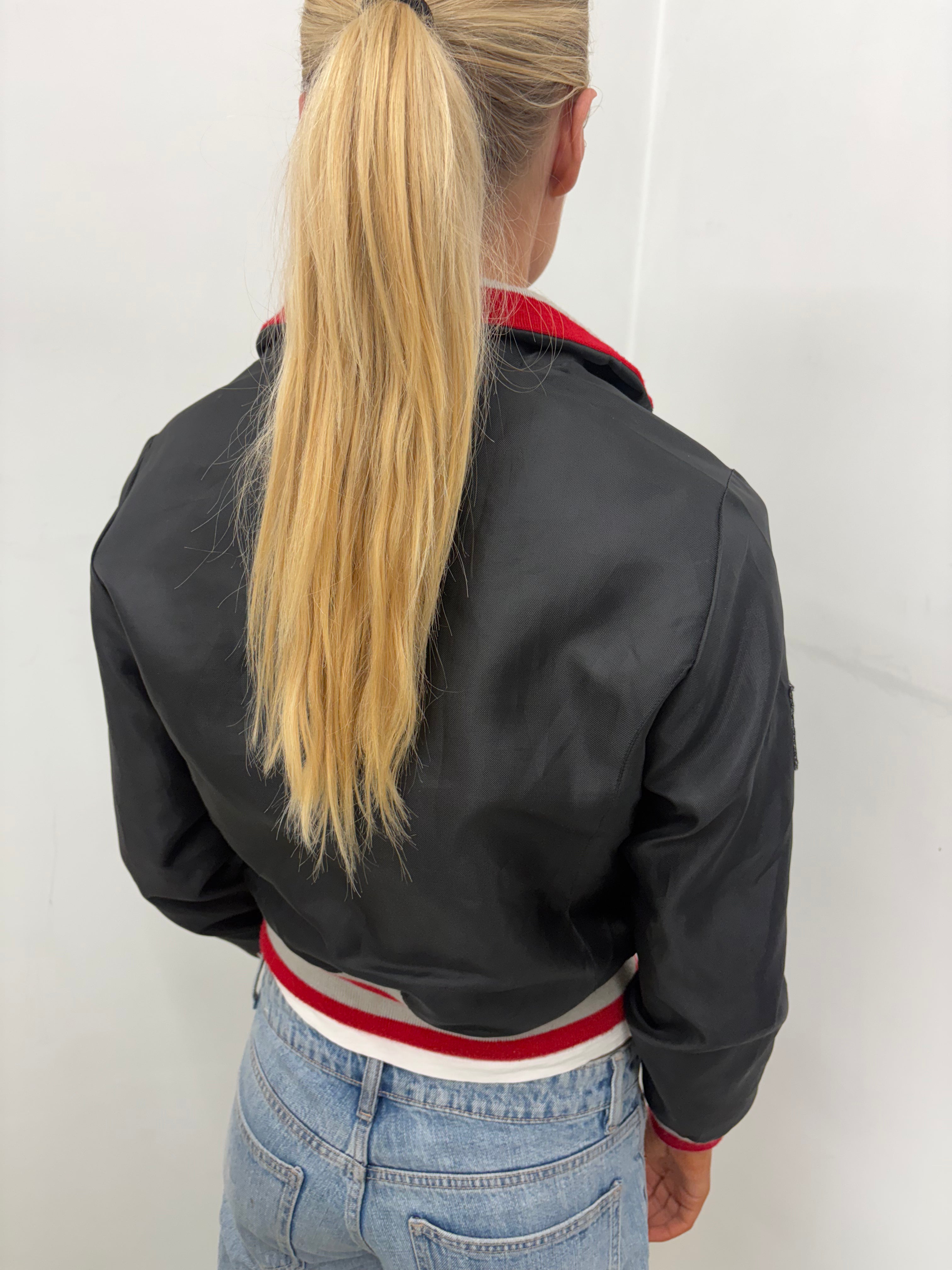 Fru ITC Italia Black Bomber Jacket Varsity Stripe
