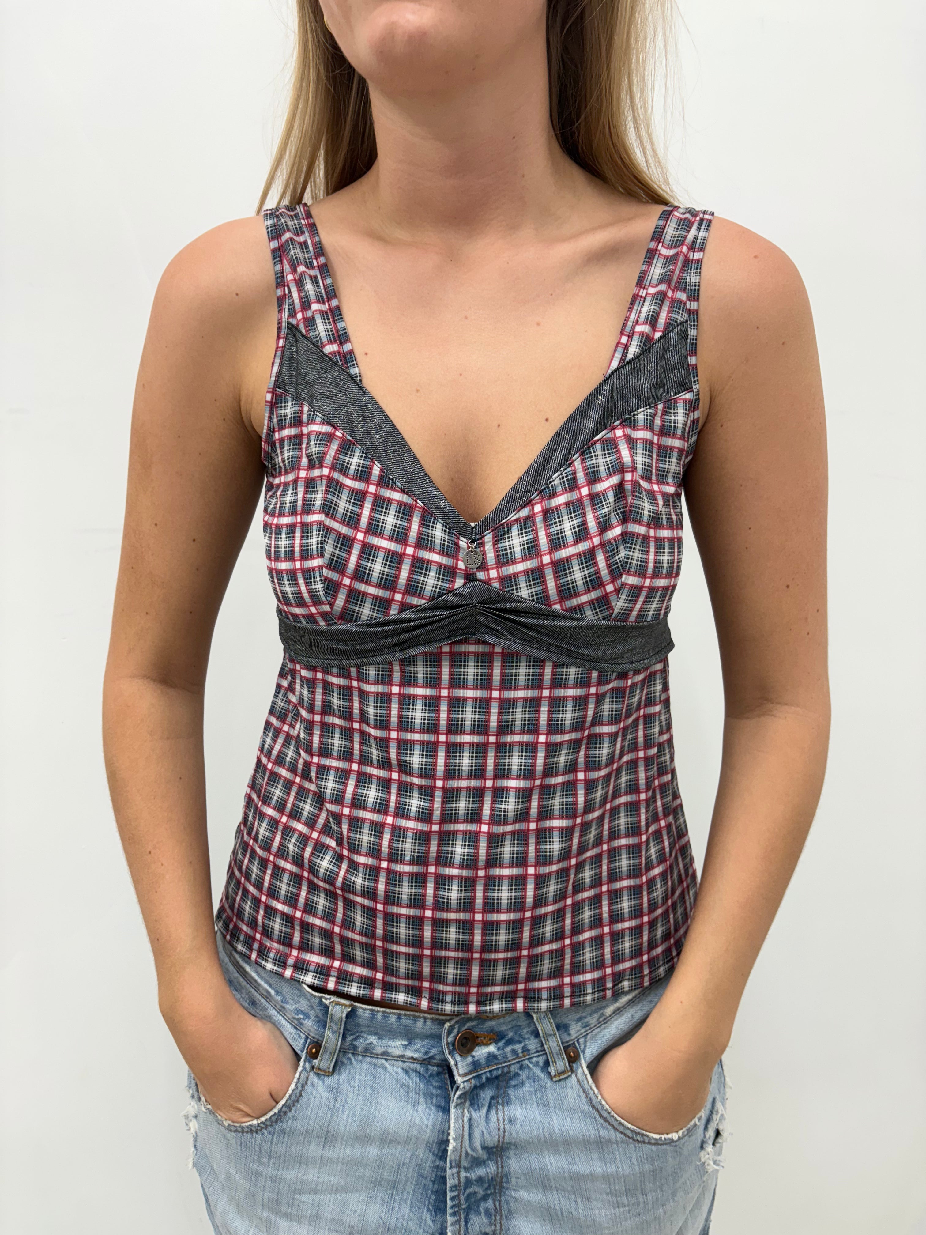 Plaid Bustie Style Y2K Camisole Top