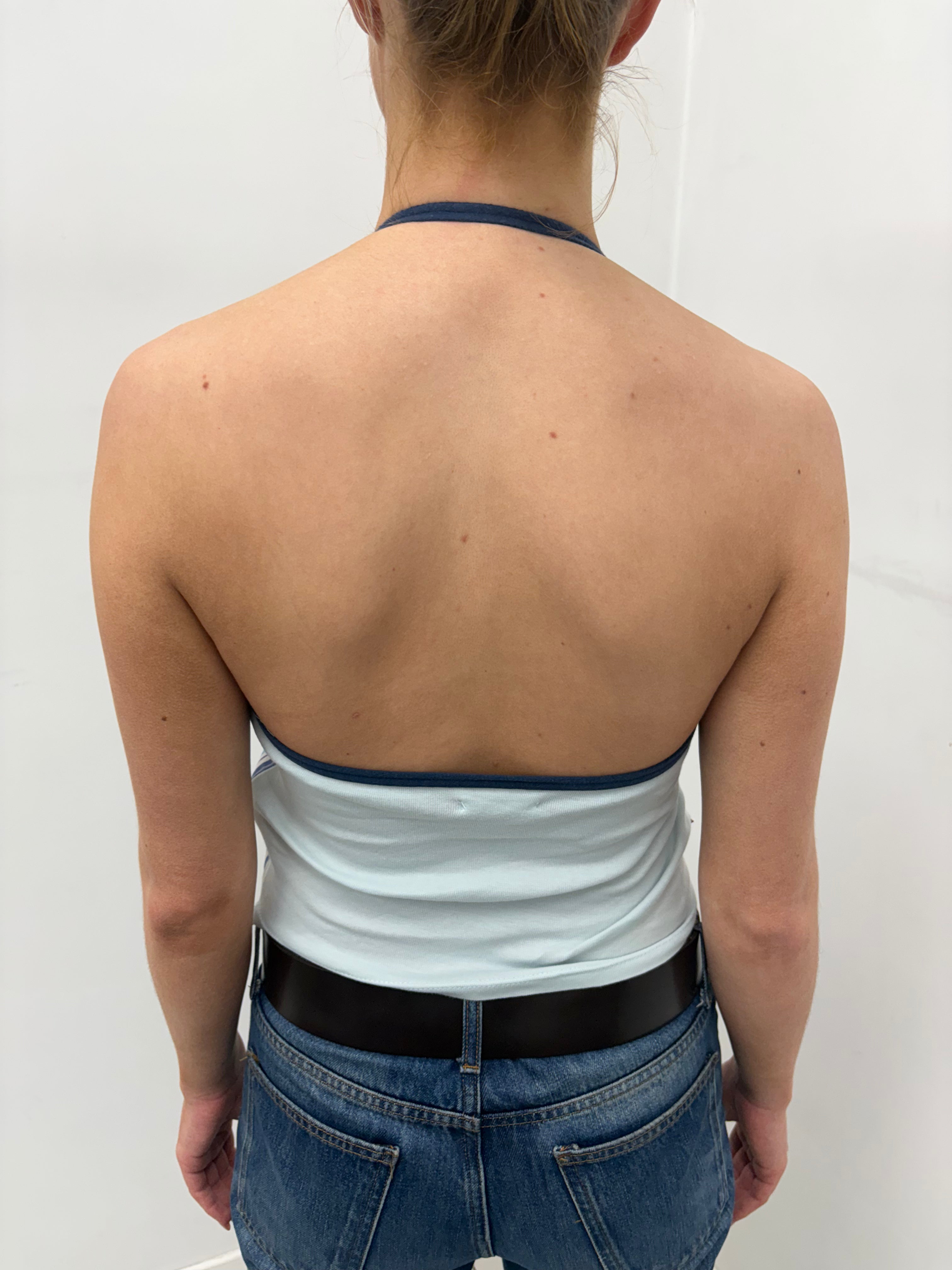 Y2K Blue Patchwork Halter Top