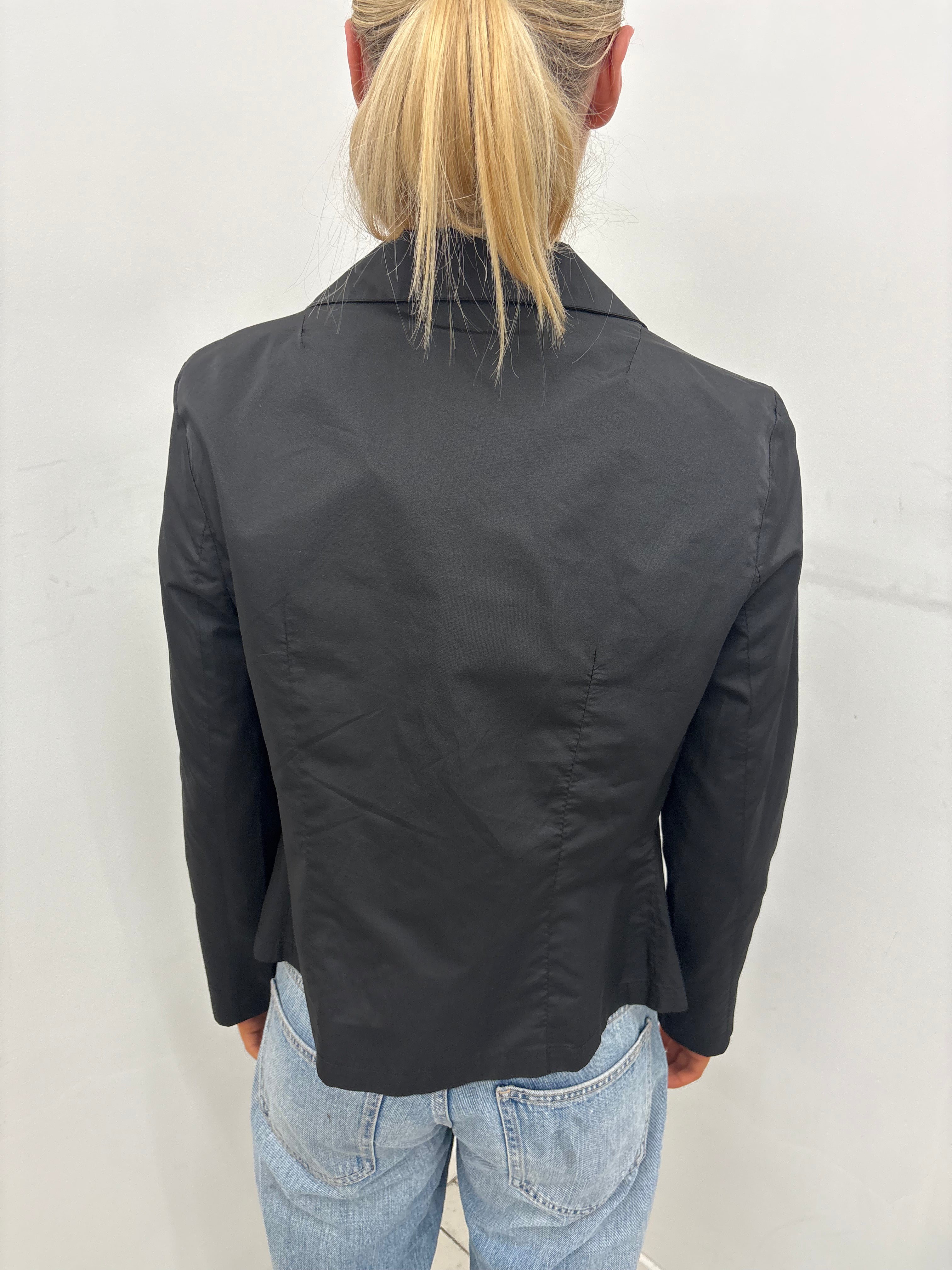 Vintage Black Cotton Blazer Single Button