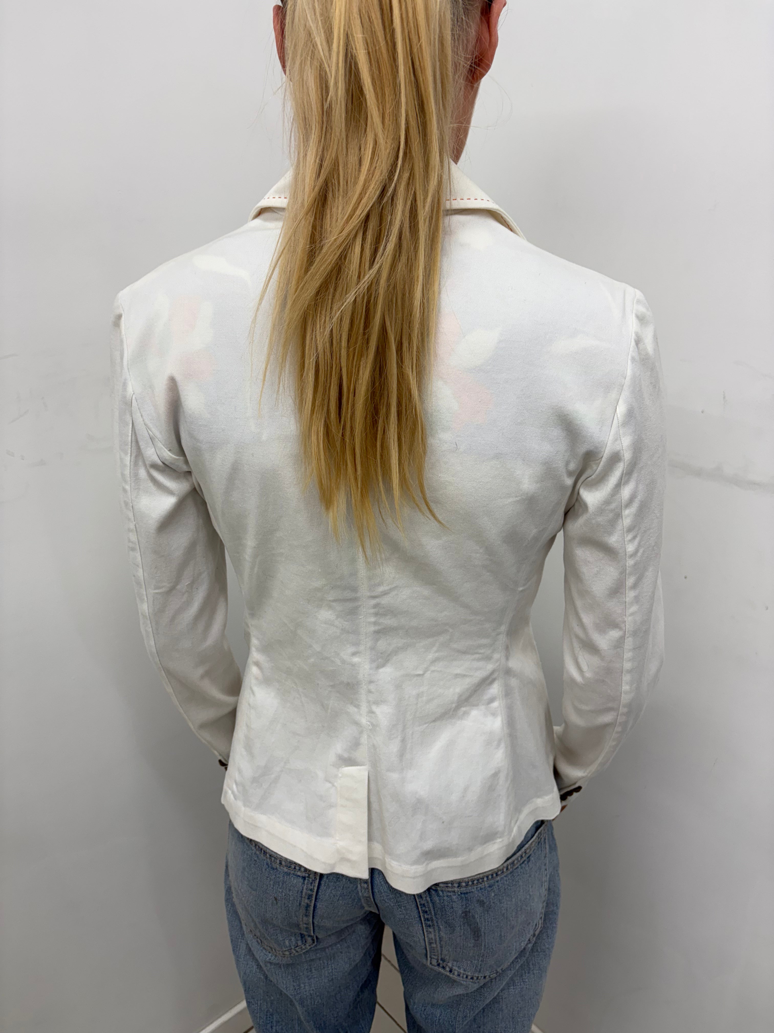 Vintage White Embellished Blazer Lace Gem Detail