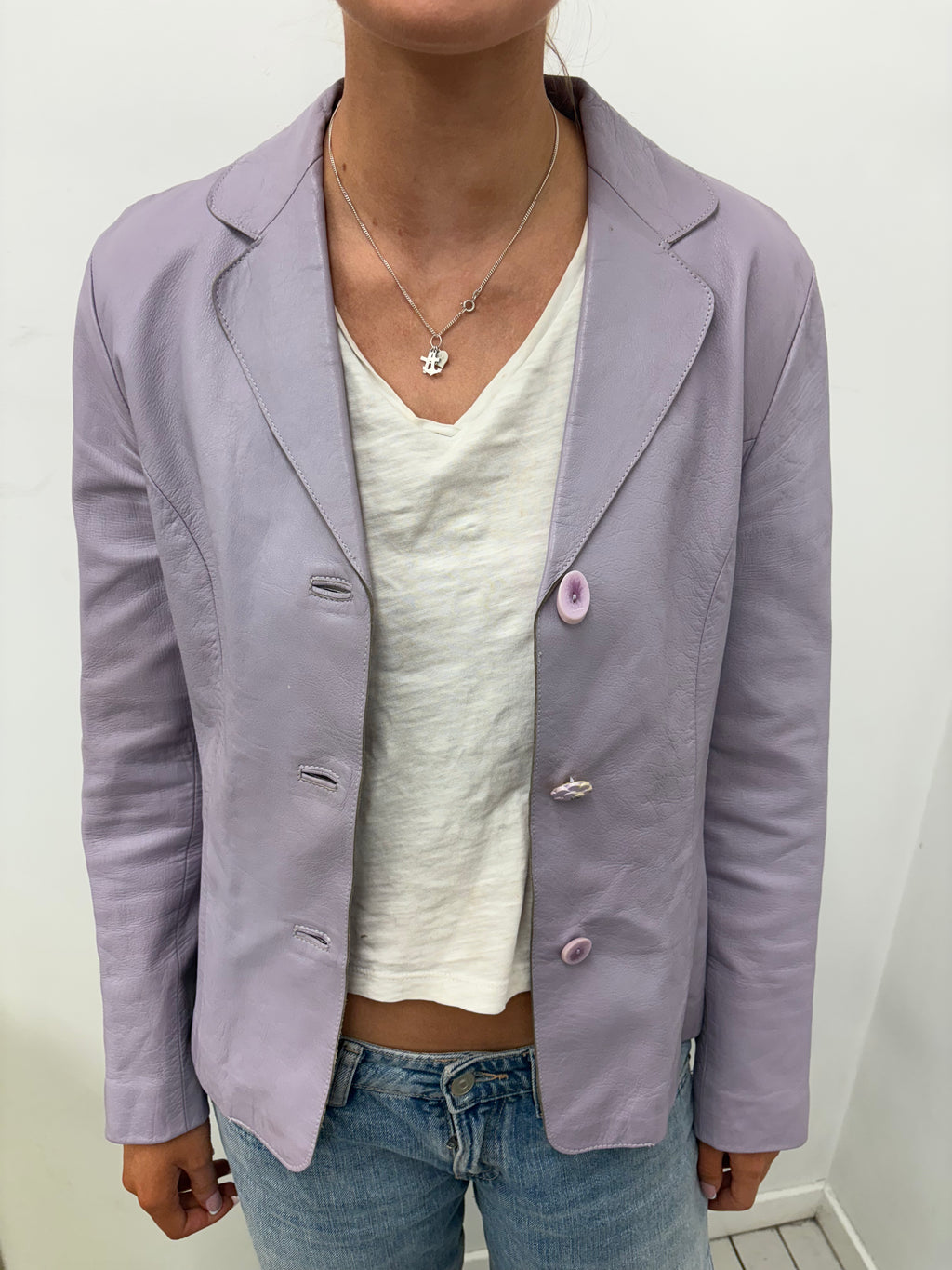 Vintage Lilac Leather Blazer