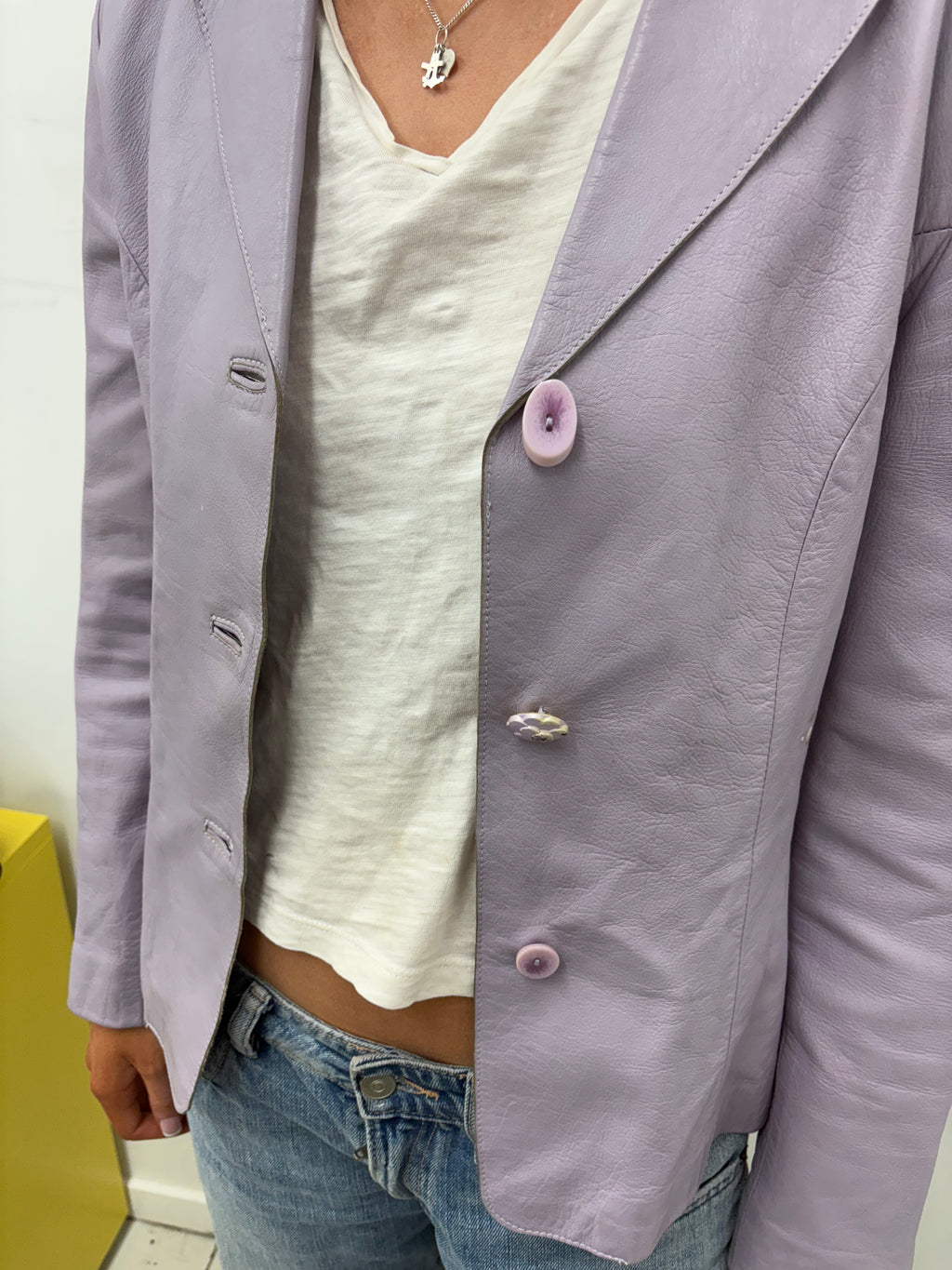 Vintage Lilac Leather Blazer