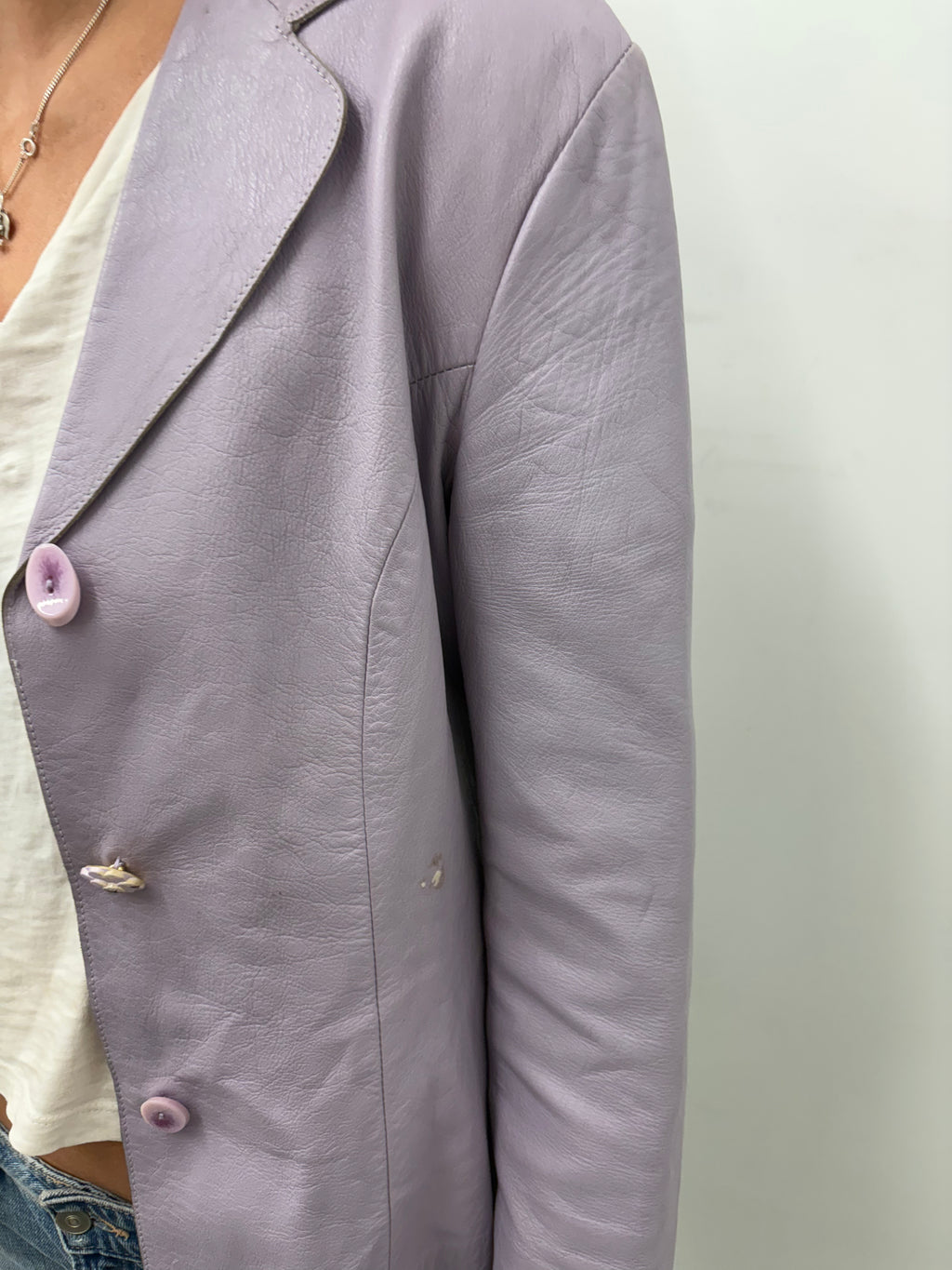 Vintage Lilac Leather Blazer