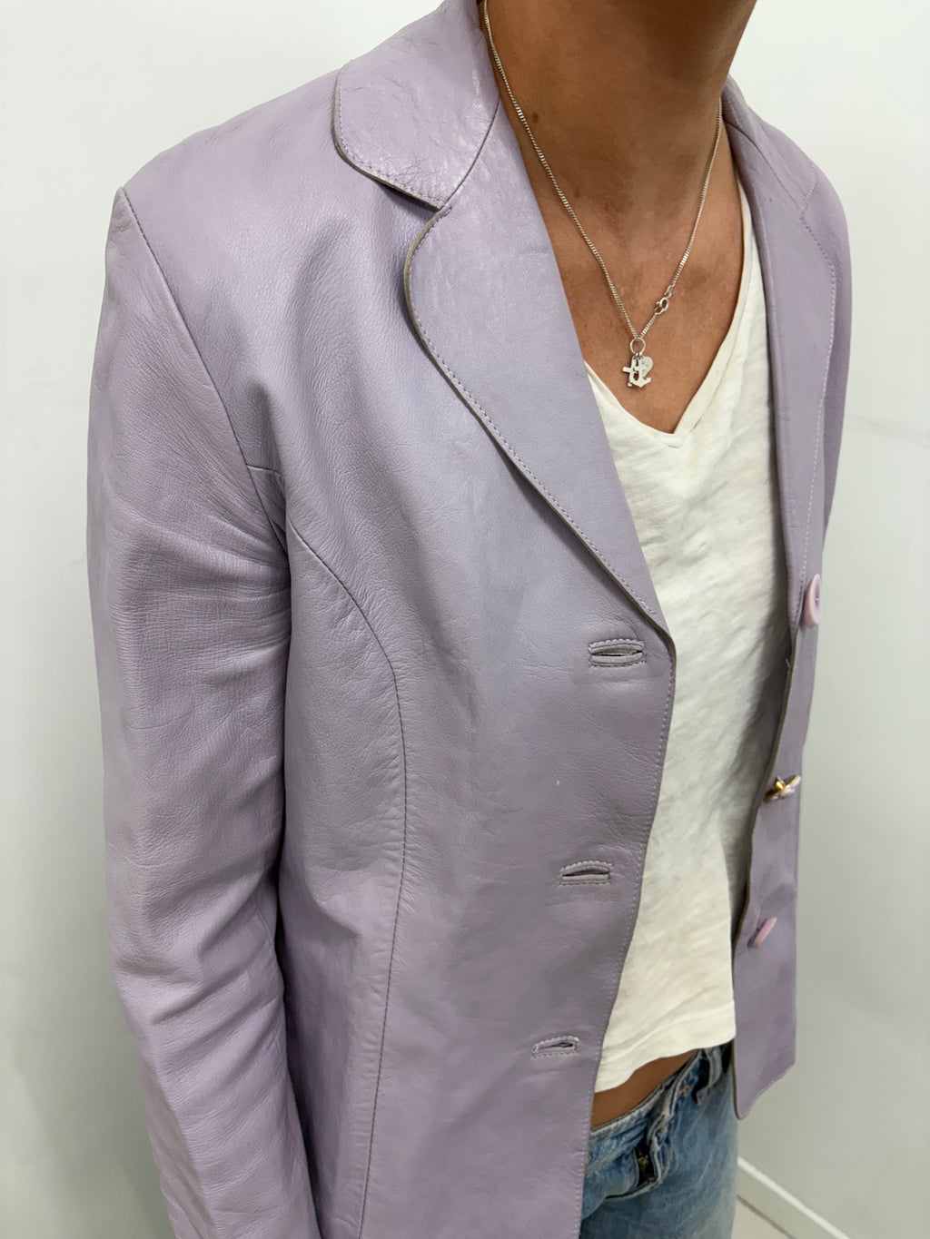 Vintage Lilac Leather Blazer