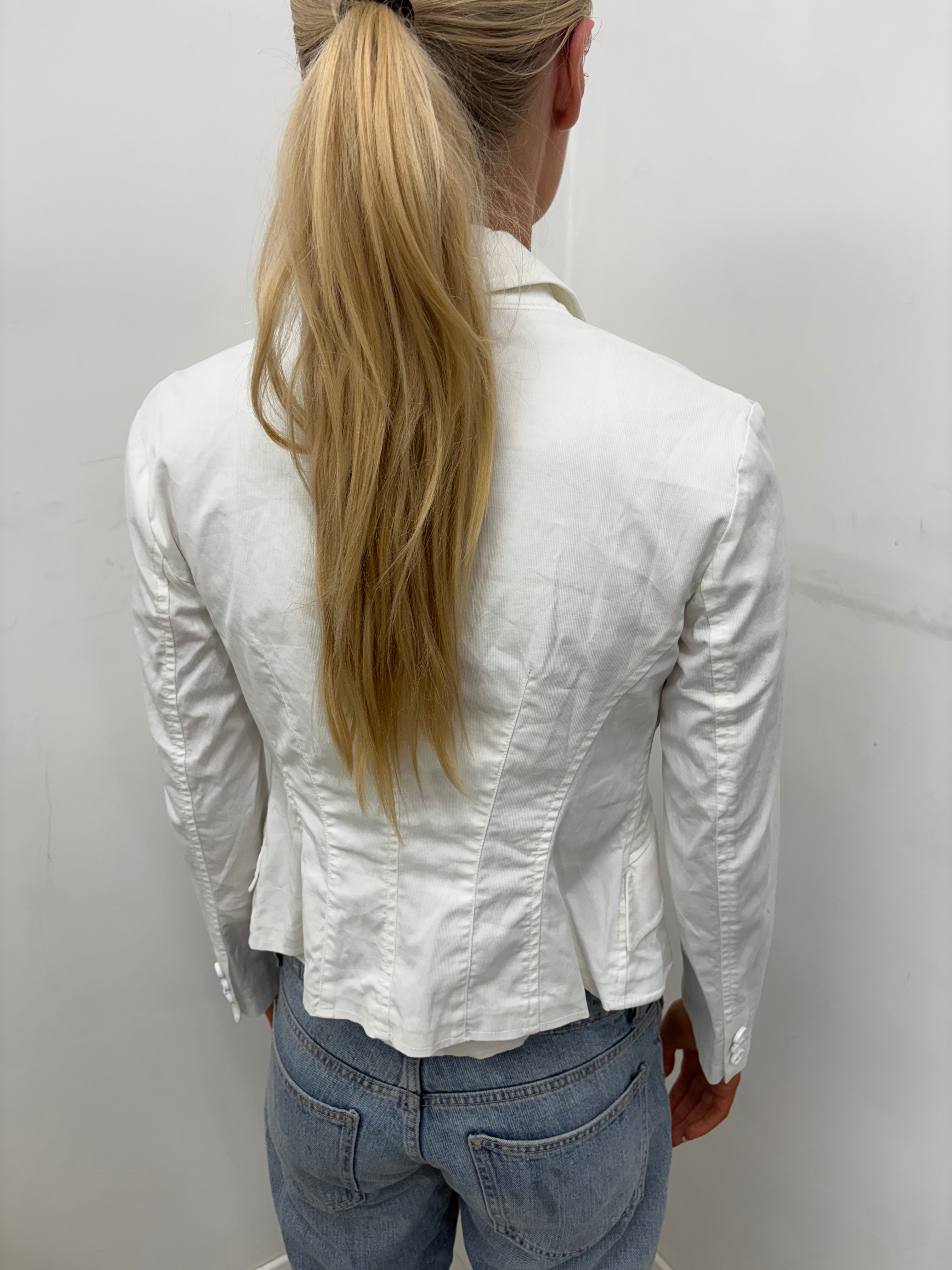 Vintage White Cropped Cotton Blazer