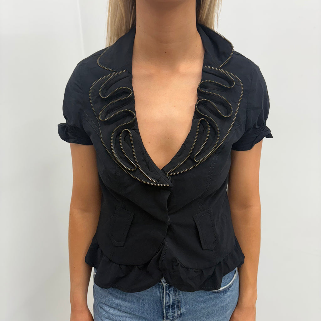 Black Zipper Detail Blazer