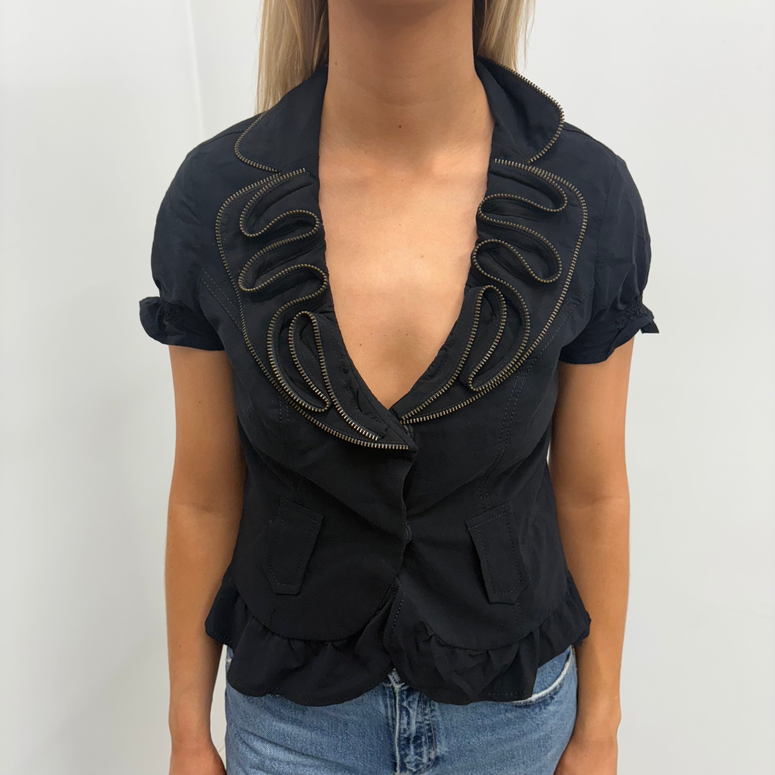 Black Zipper Detail Blazer