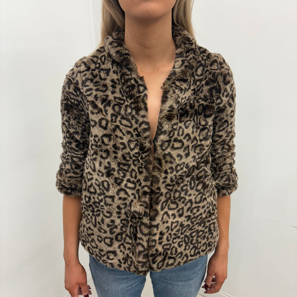 Leopard Print Faux Fur Jacket