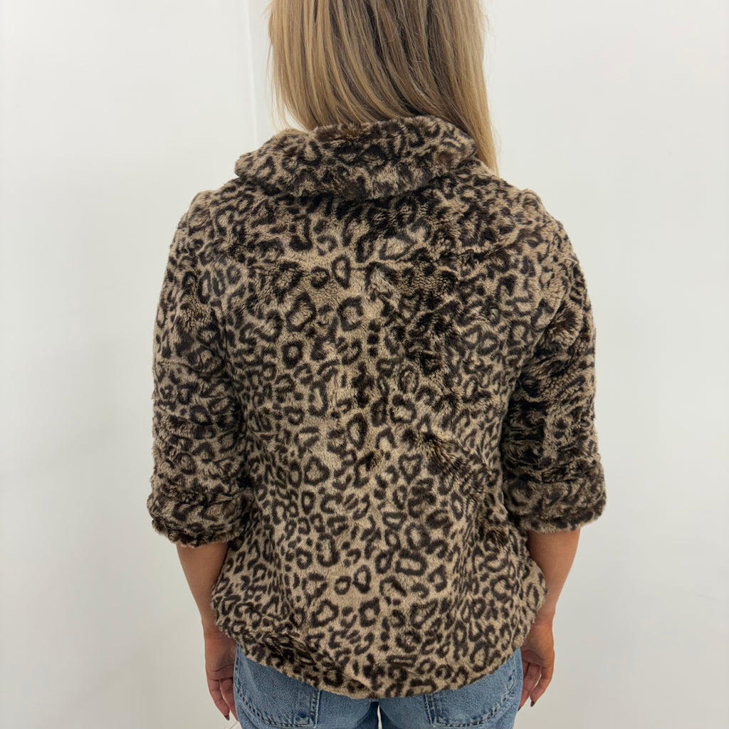 Leopard Print Faux Fur Jacket