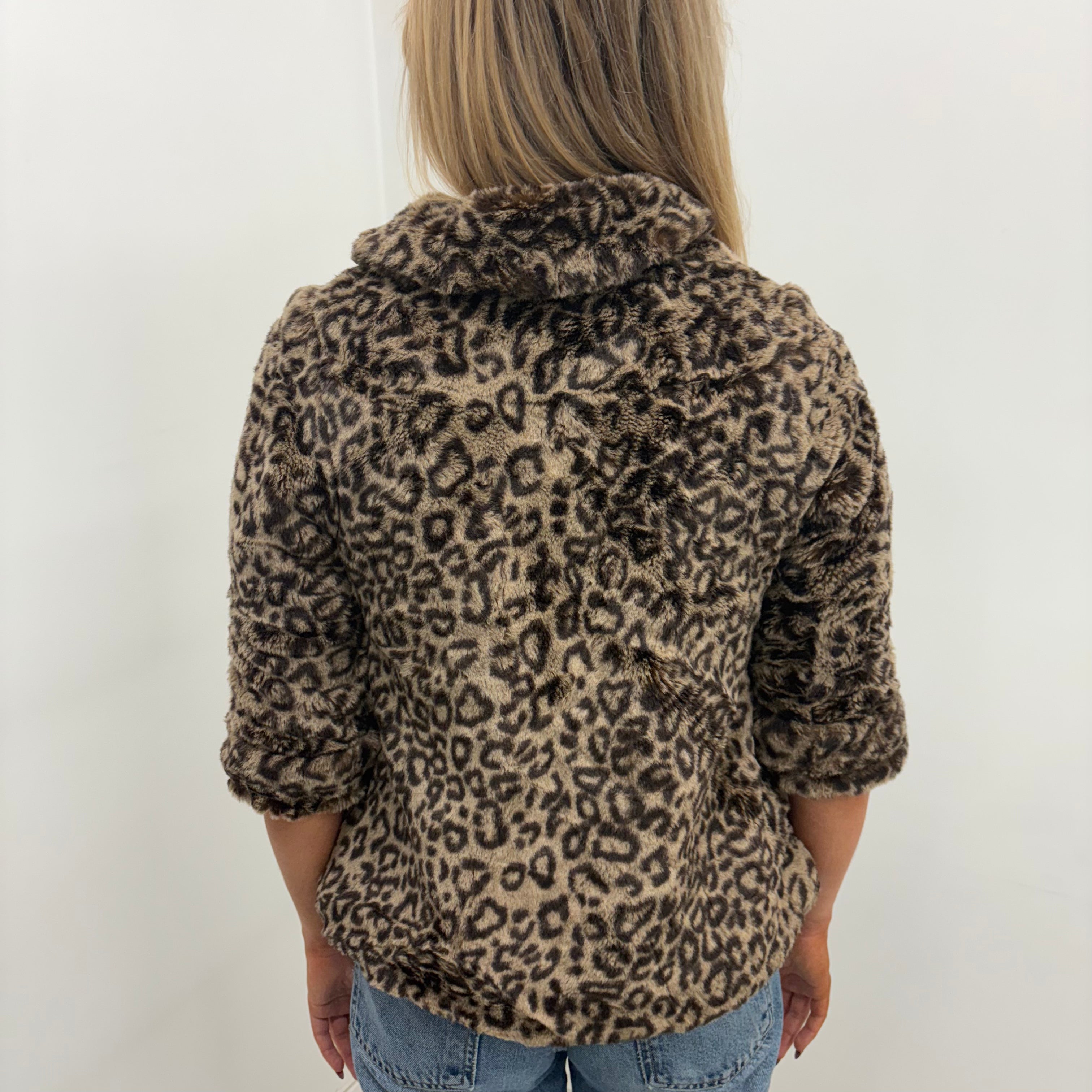 Leopard Print Faux Fur Jacket