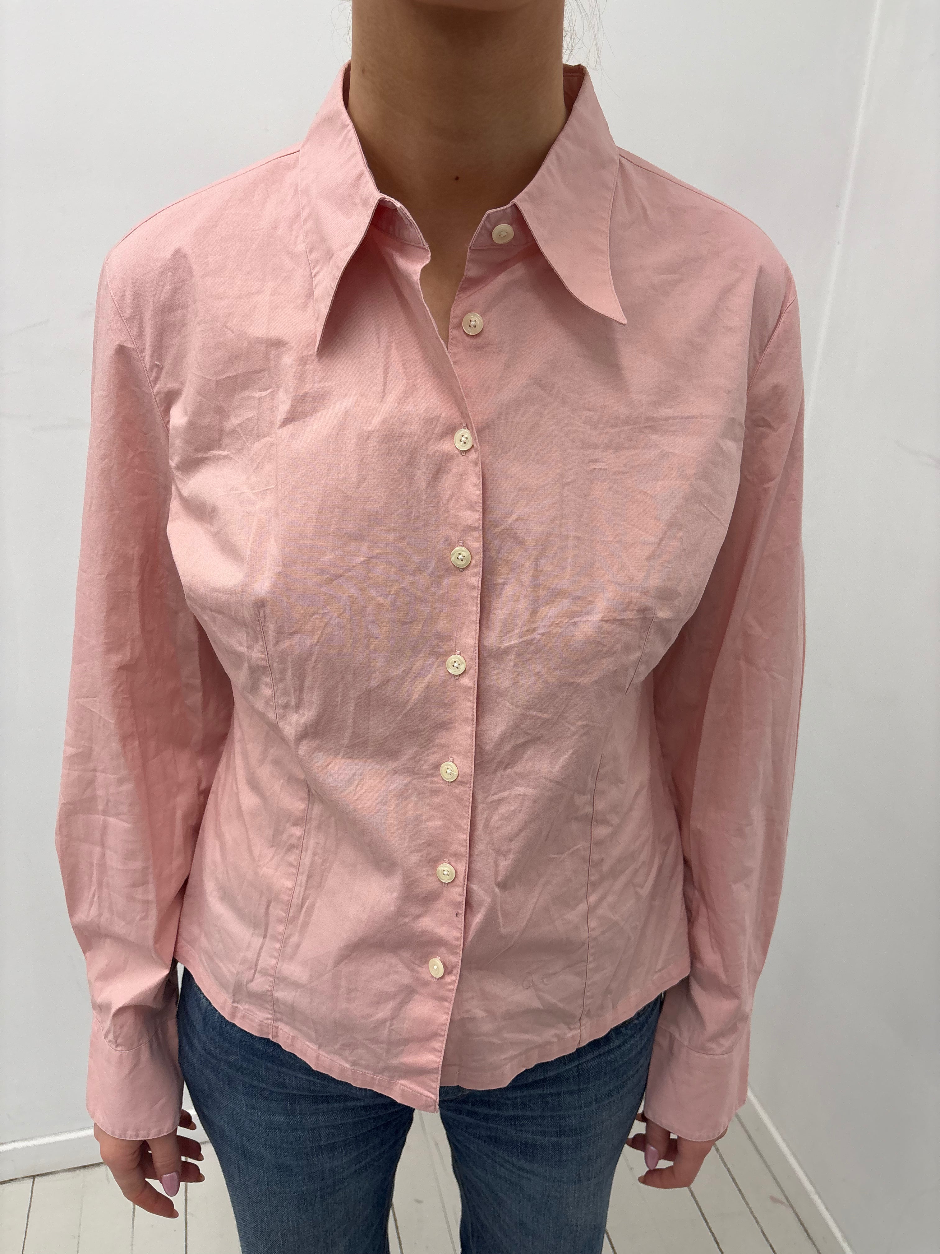 Y2K Baby Pink Lace-Up Back Shirt