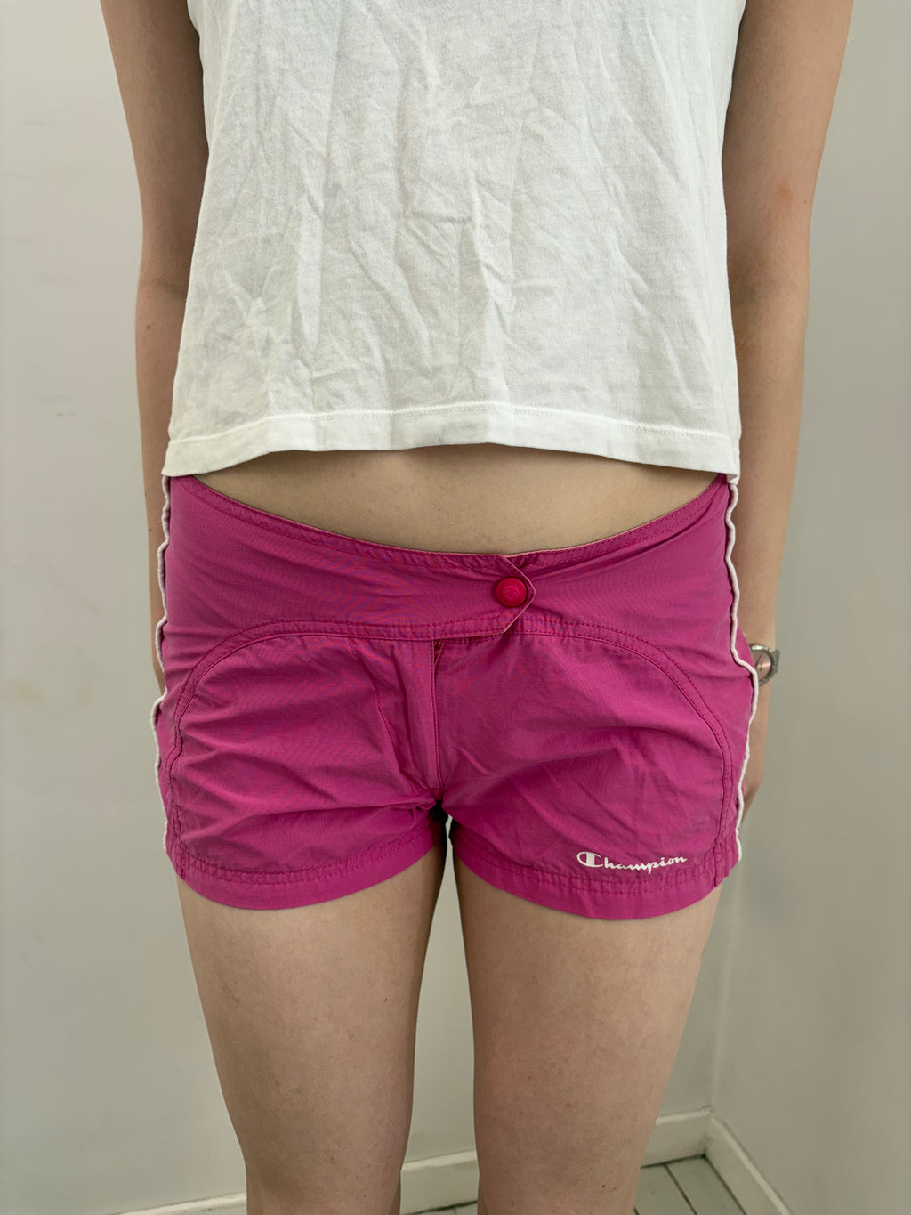 Fuchsia Pink Y2K Low-Rise Mini Shorts