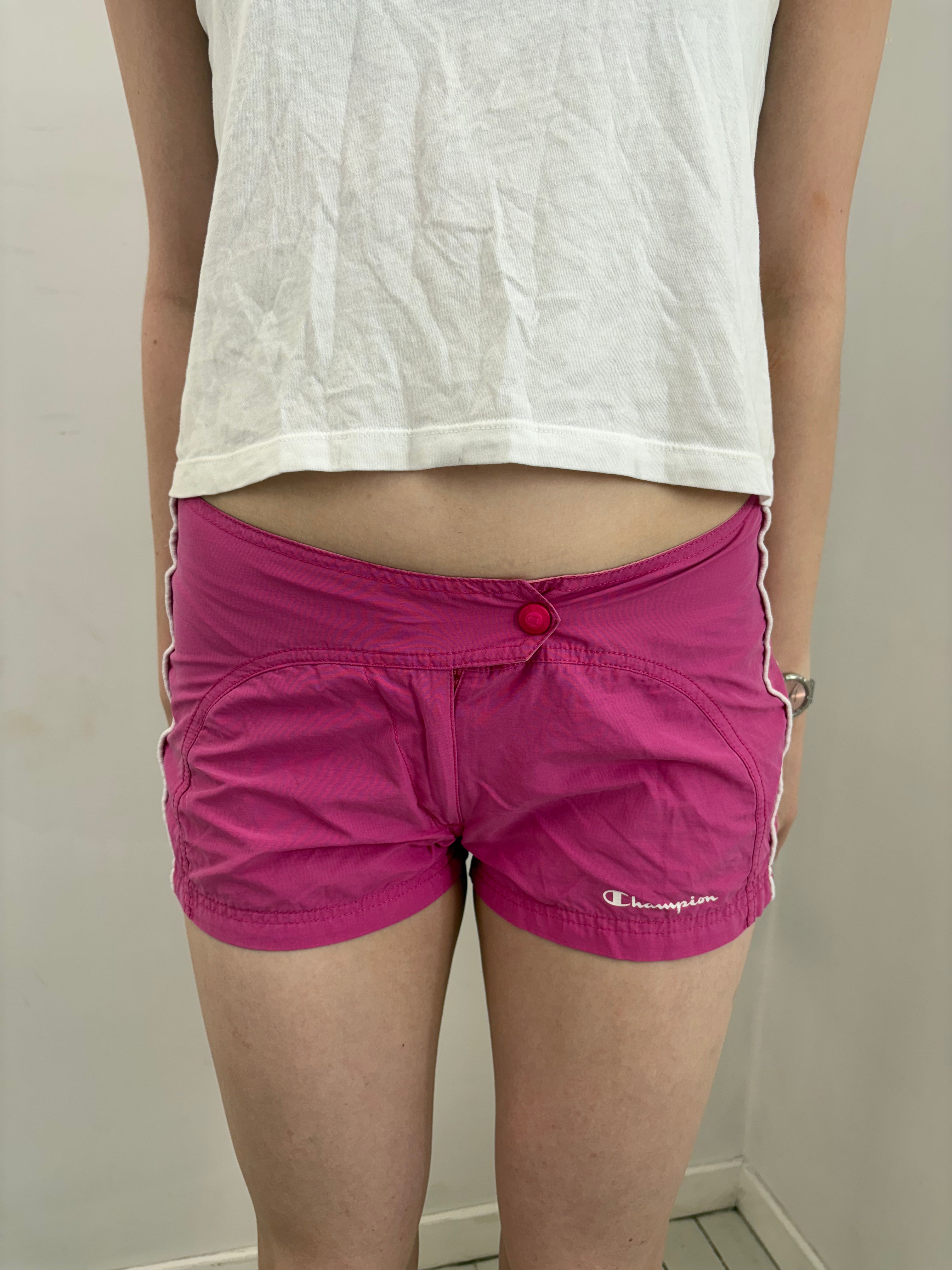 Fuchsia Pink Y2K Low-Rise Mini Shorts