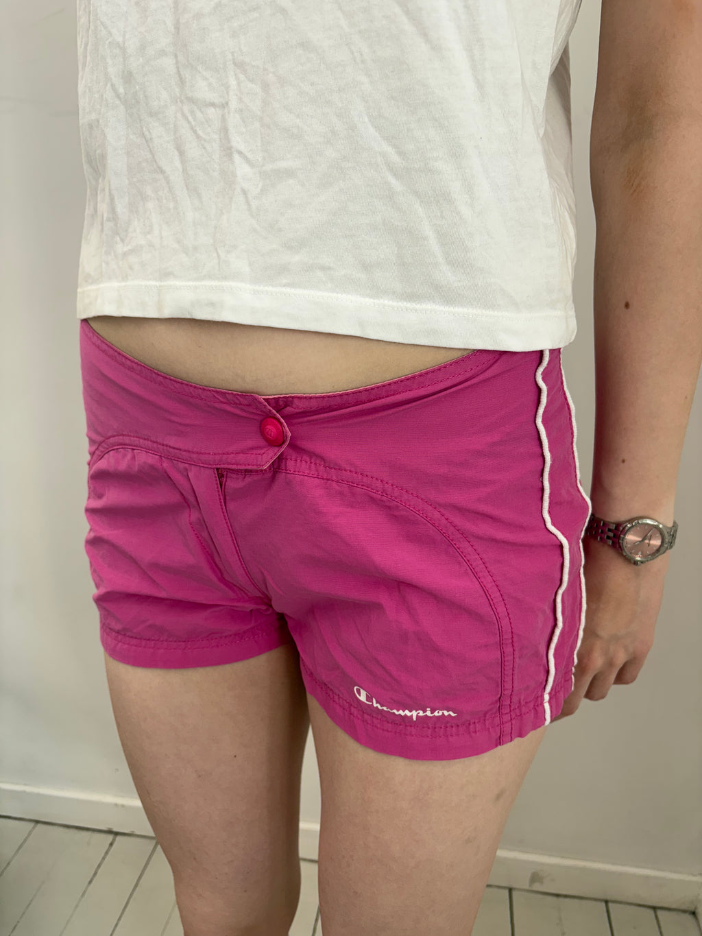 Fuchsia Pink Y2K Low-Rise Mini Shorts