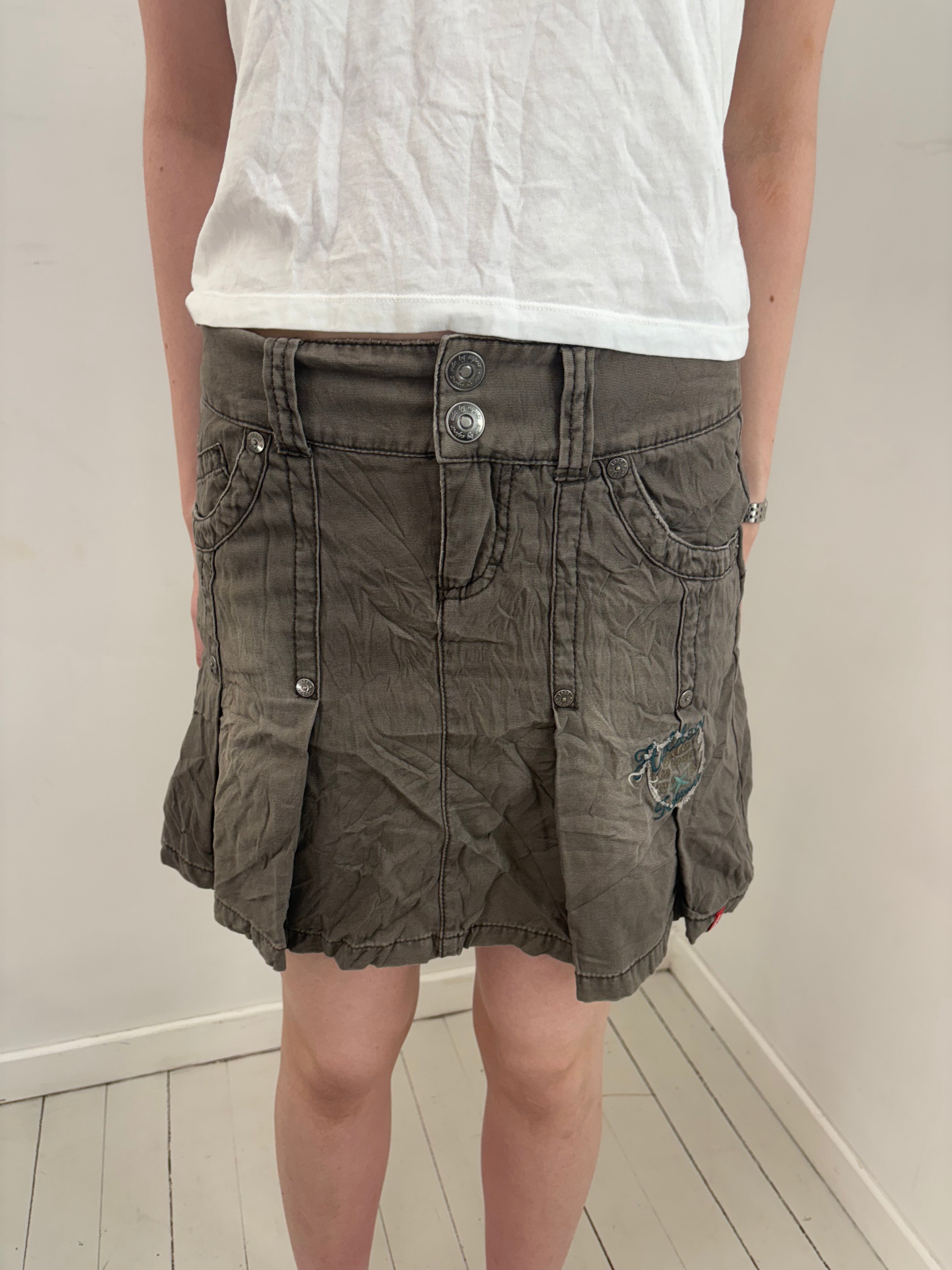 Khaki Utility Cargo Mini Skirt with Pockets