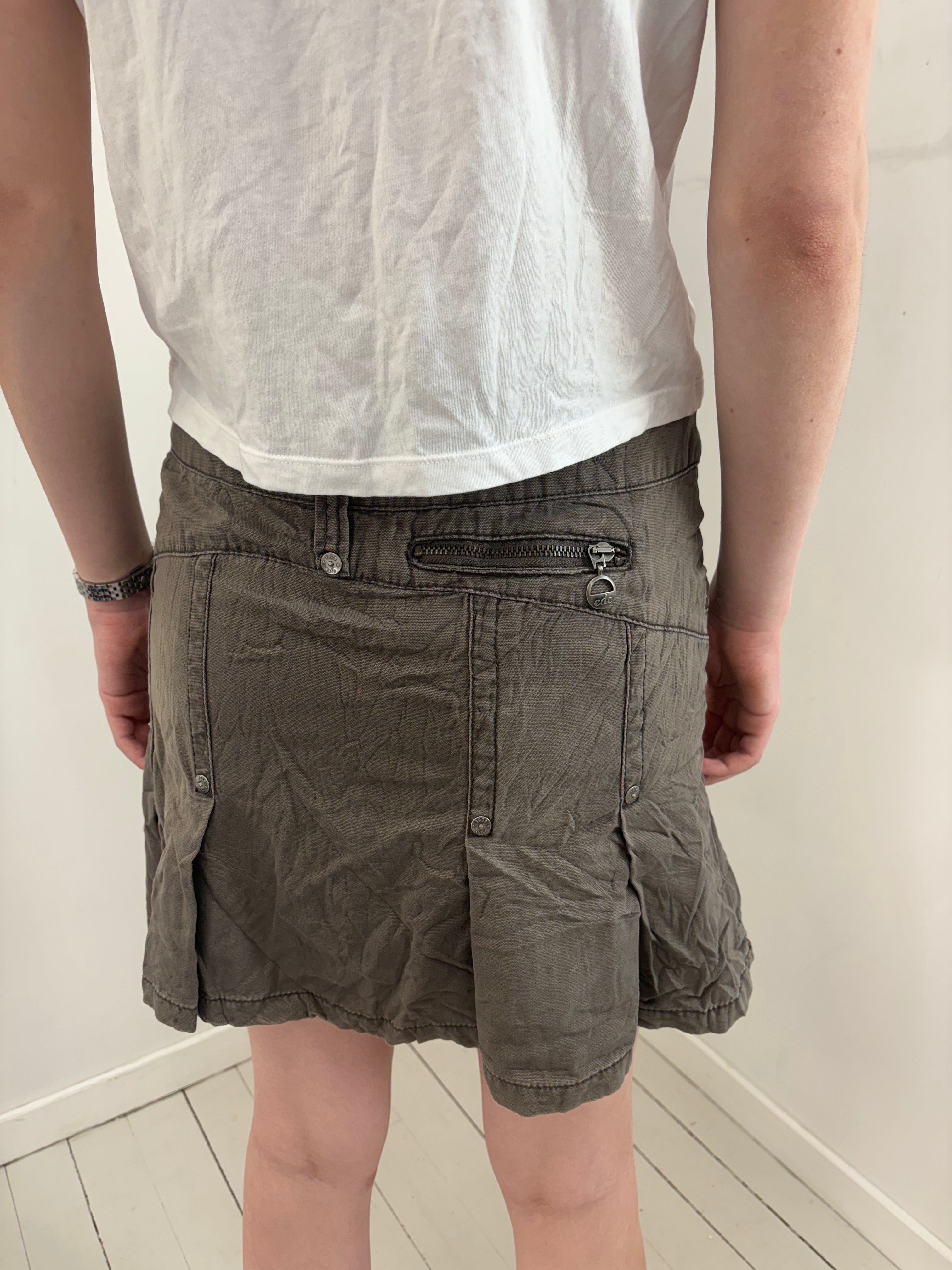 Khaki Utility Cargo Mini Skirt with Pockets